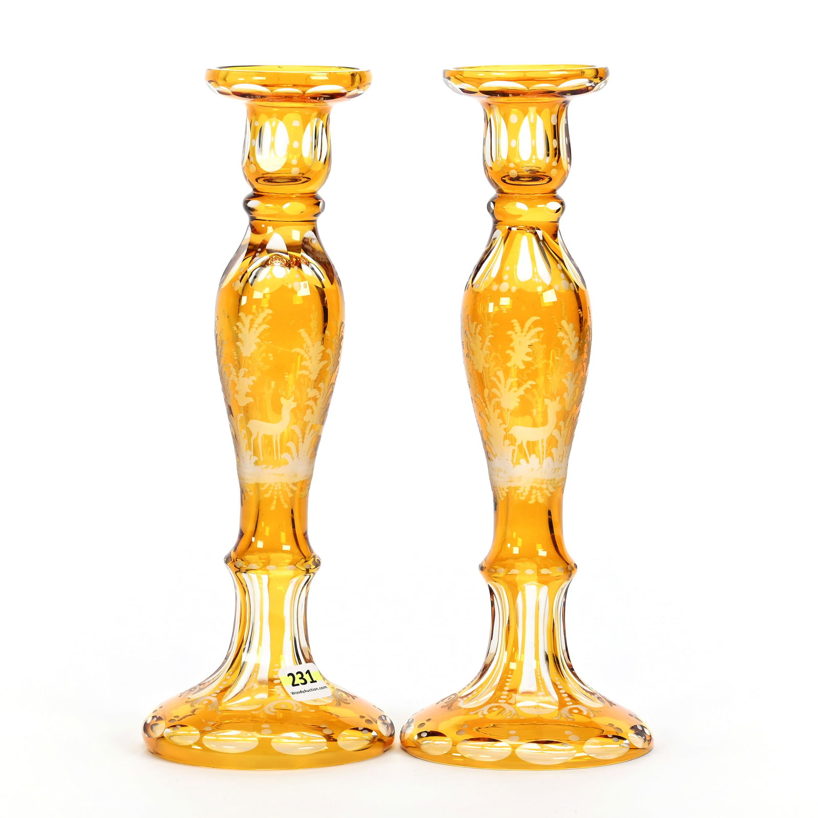 Pair Candlesticks, BPCG, Amber Flash Cut To Clear (1 of 3)