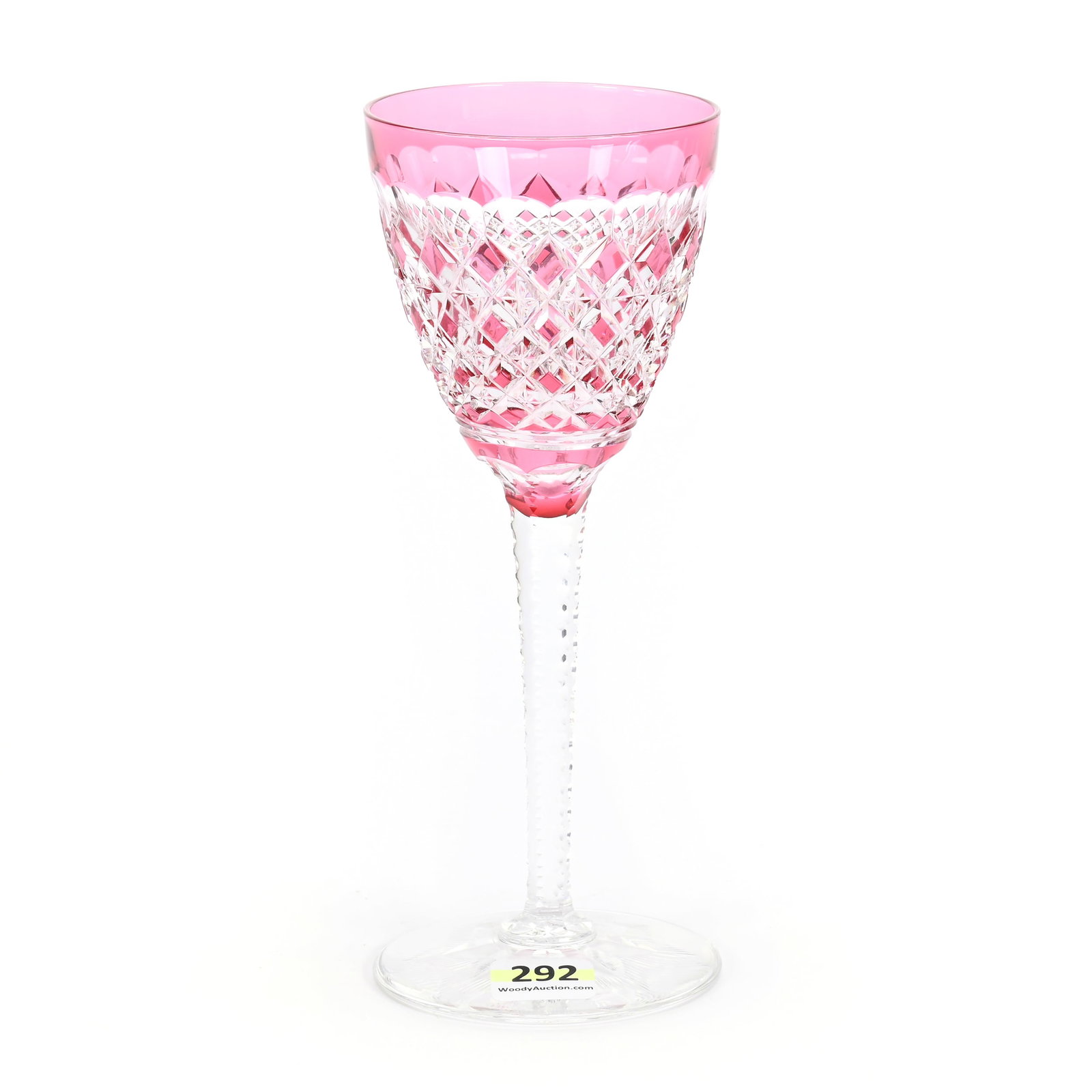 Wine Stem, BPCG, Cranberry Cut To Clear: Wine Stem, Brilliant Period Cut Glass, Cranberry Cut To Clear, 7.5" x 3", Waldenburg Pattern By Val St. Lambert, Circa 1925, Private Collection.