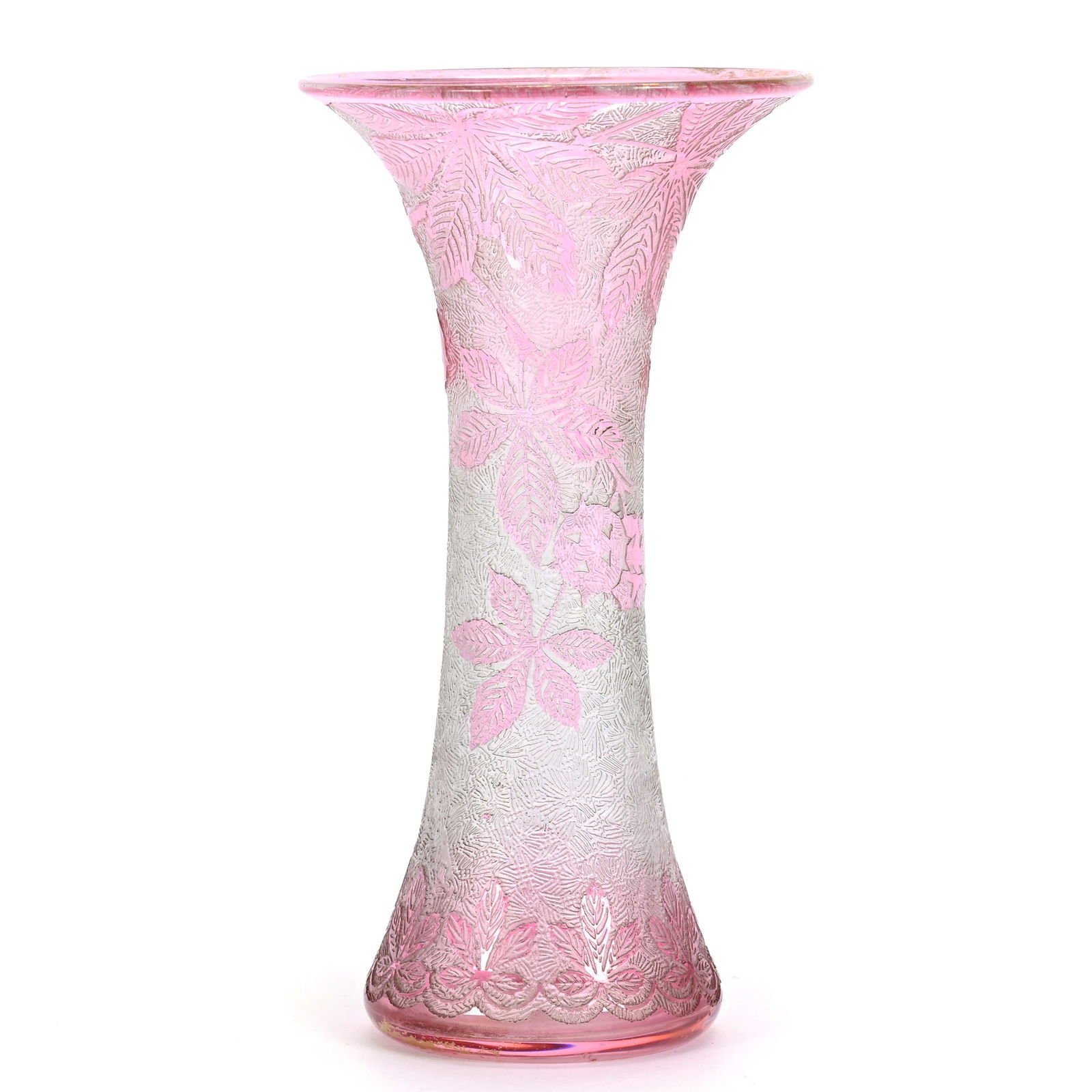 Small Vase, Cranberry Acid Cut To Clear (1 of 3)