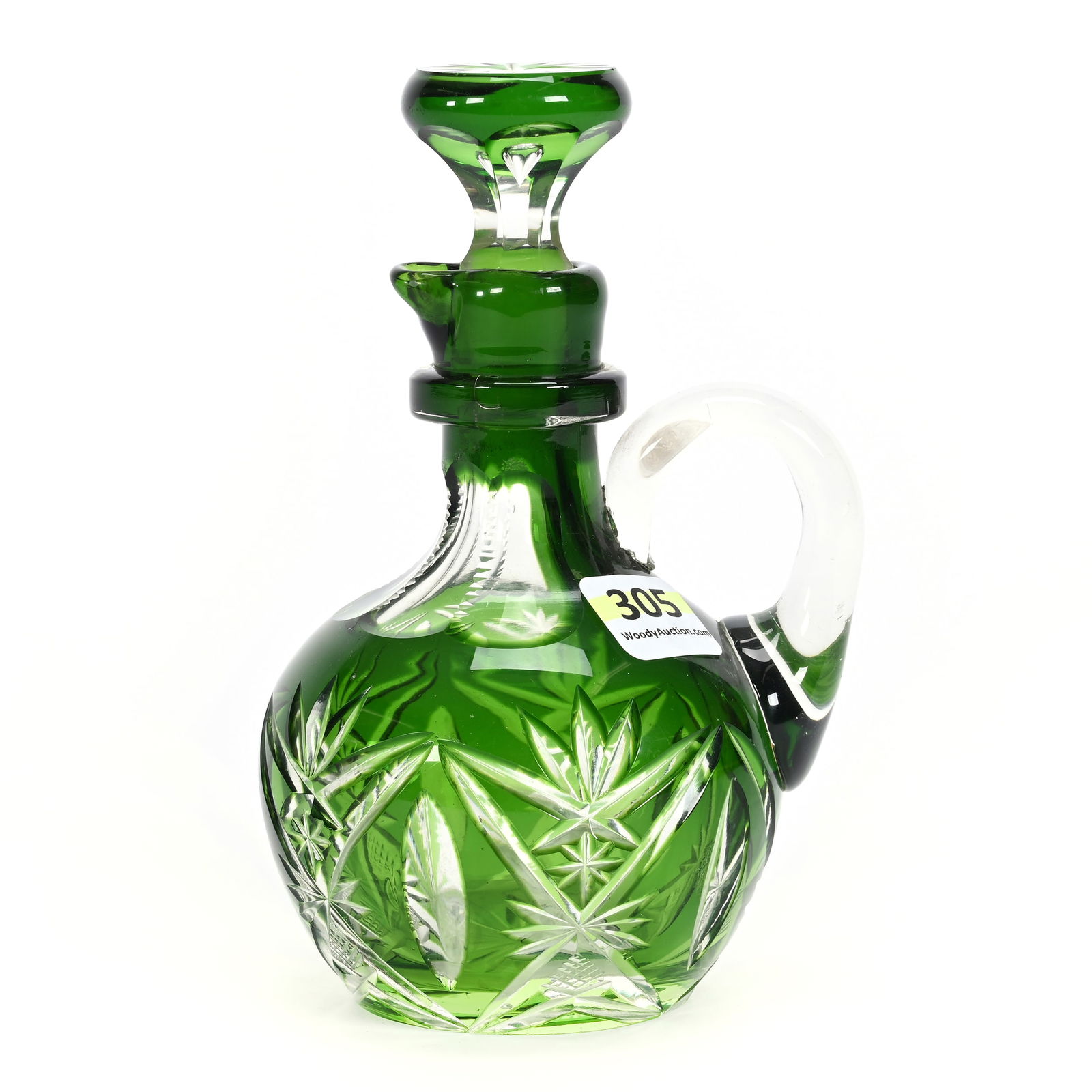 Cruet Bottle, BPCG, Emerald Green Cut To Clear (1 of 4)