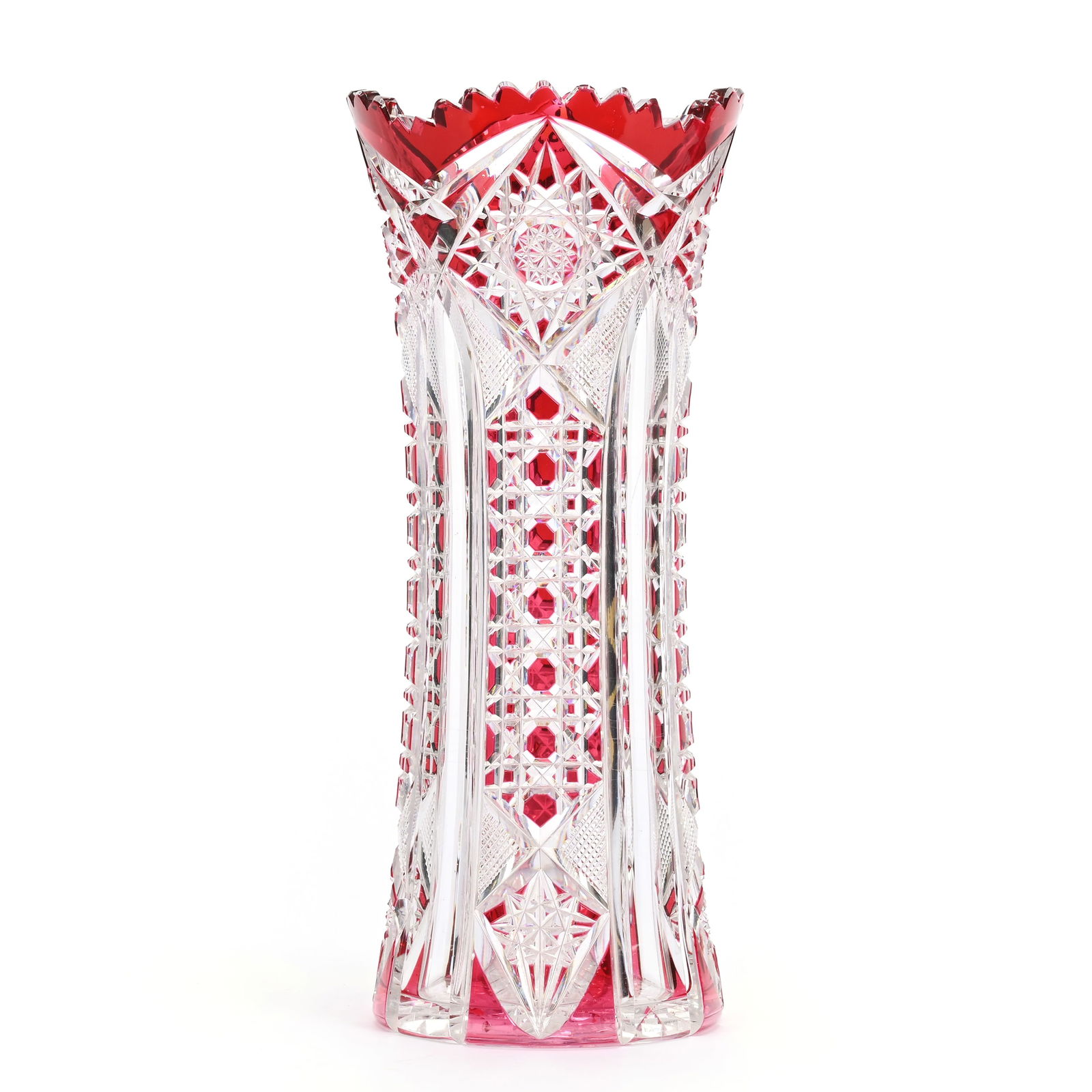 Vase, BPCG, Cranberry Cut To Clear (1 of 4)