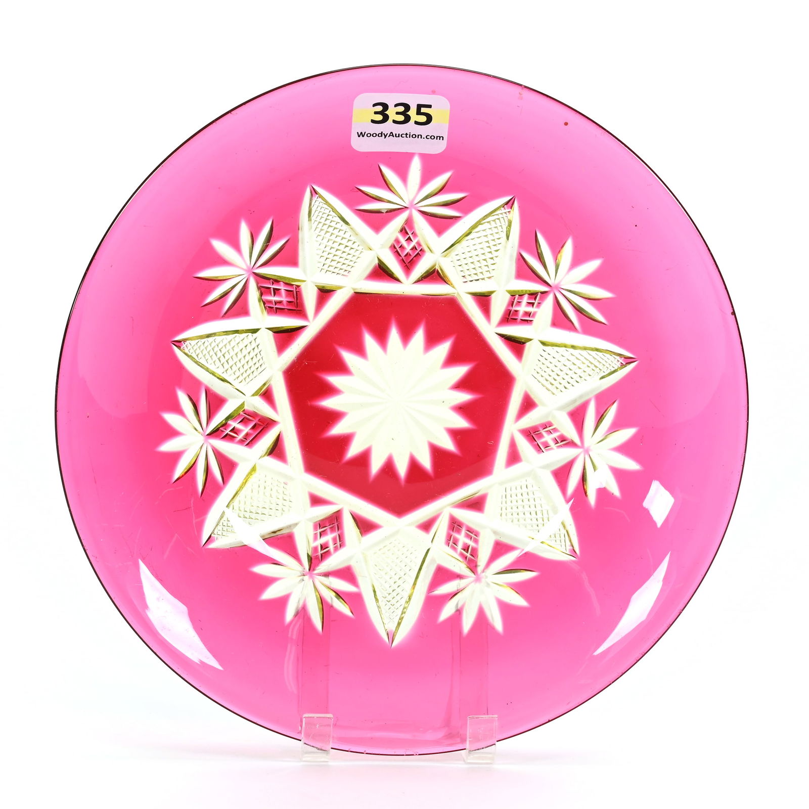 Plate, BPCG, Cranberry Cut To Vaseline (1 of 3)