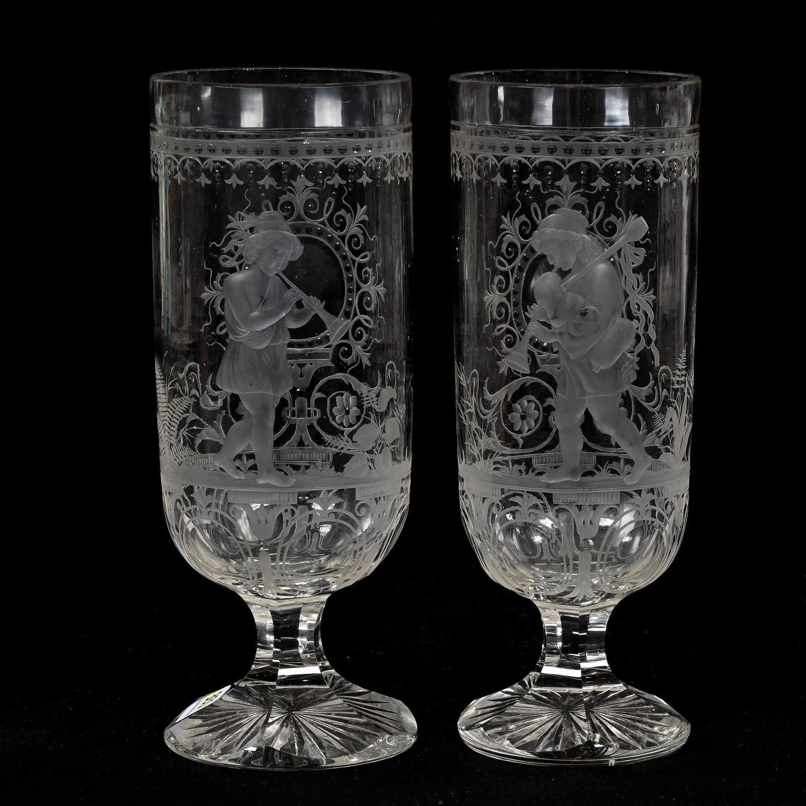 Pair Pedestal Vases, BPCG, By Baccarat (1 of 3)