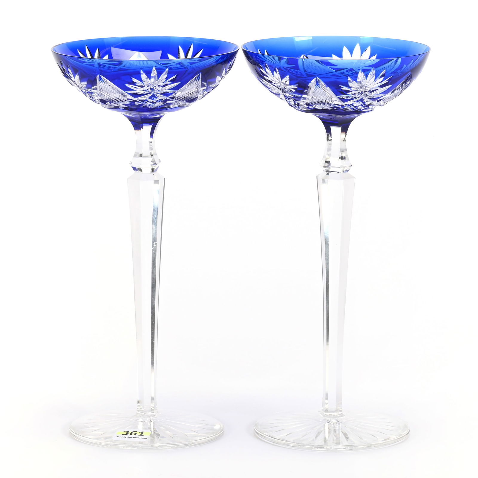 Pair Toasting Champagnes, BPCG, Cobalt Cut To Clear (1 of 3)