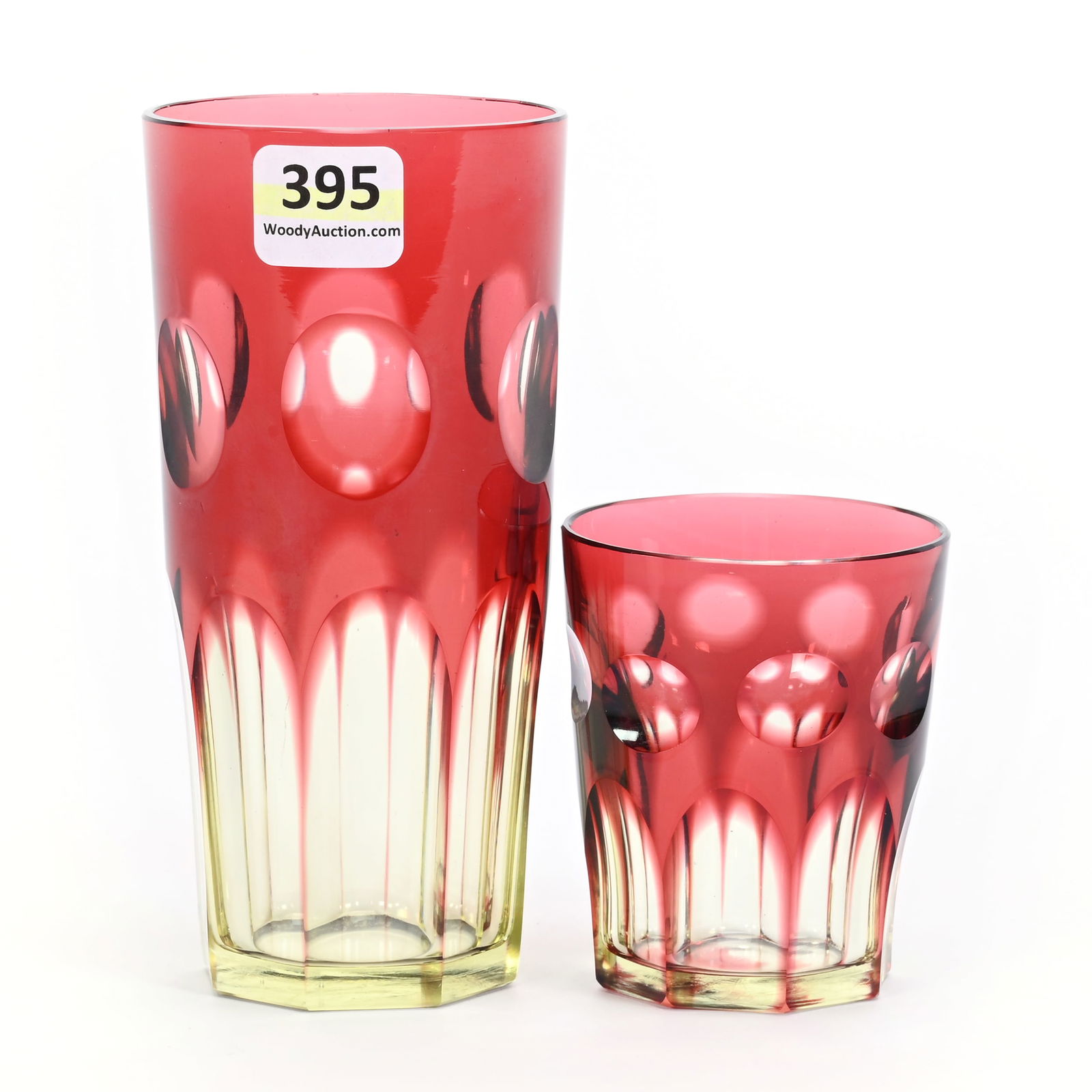 (2) Tumblers, ABCG, Cranberry Cut To Yellow (1 of 3)