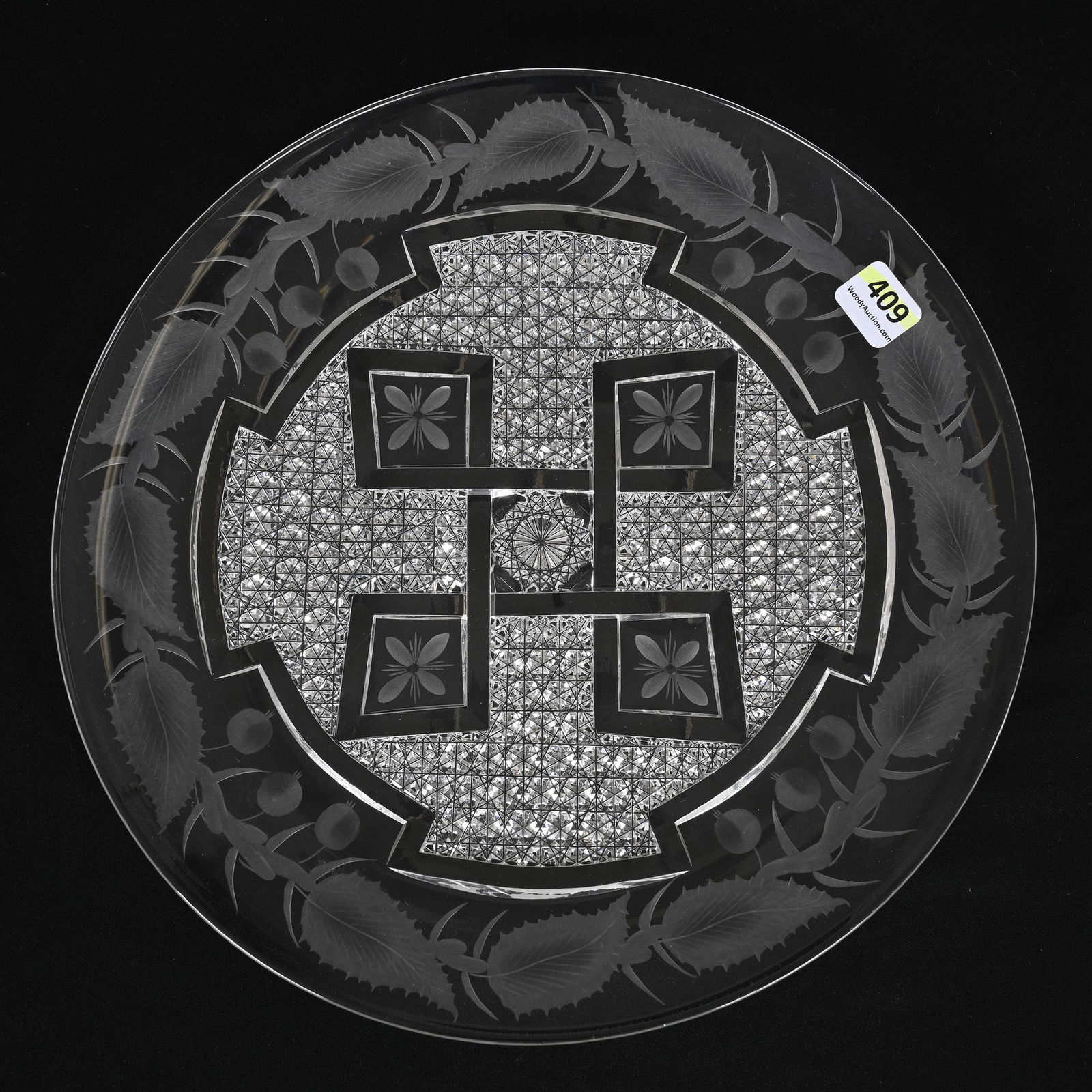 Round Tray, ABCG, Signed Hawkes Starlight Pattern (1 of 3)