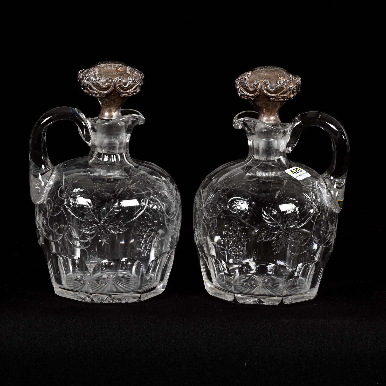 Pair Whiskey Bottles, American Brilliant Cut Glass (1 of 5)