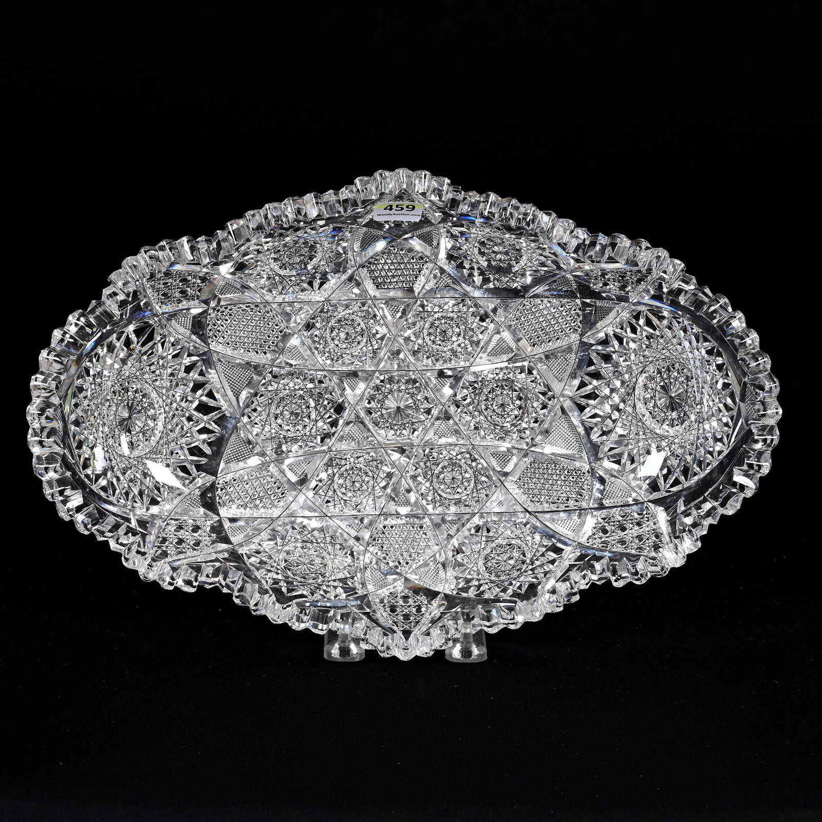 Ice Cream Tray, American Brilliant Cut Glass: Ice Cream Tray, American Brilliant Cut Glass, 13.5" x 9", Well Done Hobstar, Vesica, Strawberry Diamond, Cane And Nailhead Diamond Motif, Very Nice Quality, South Dakota Private Collection.