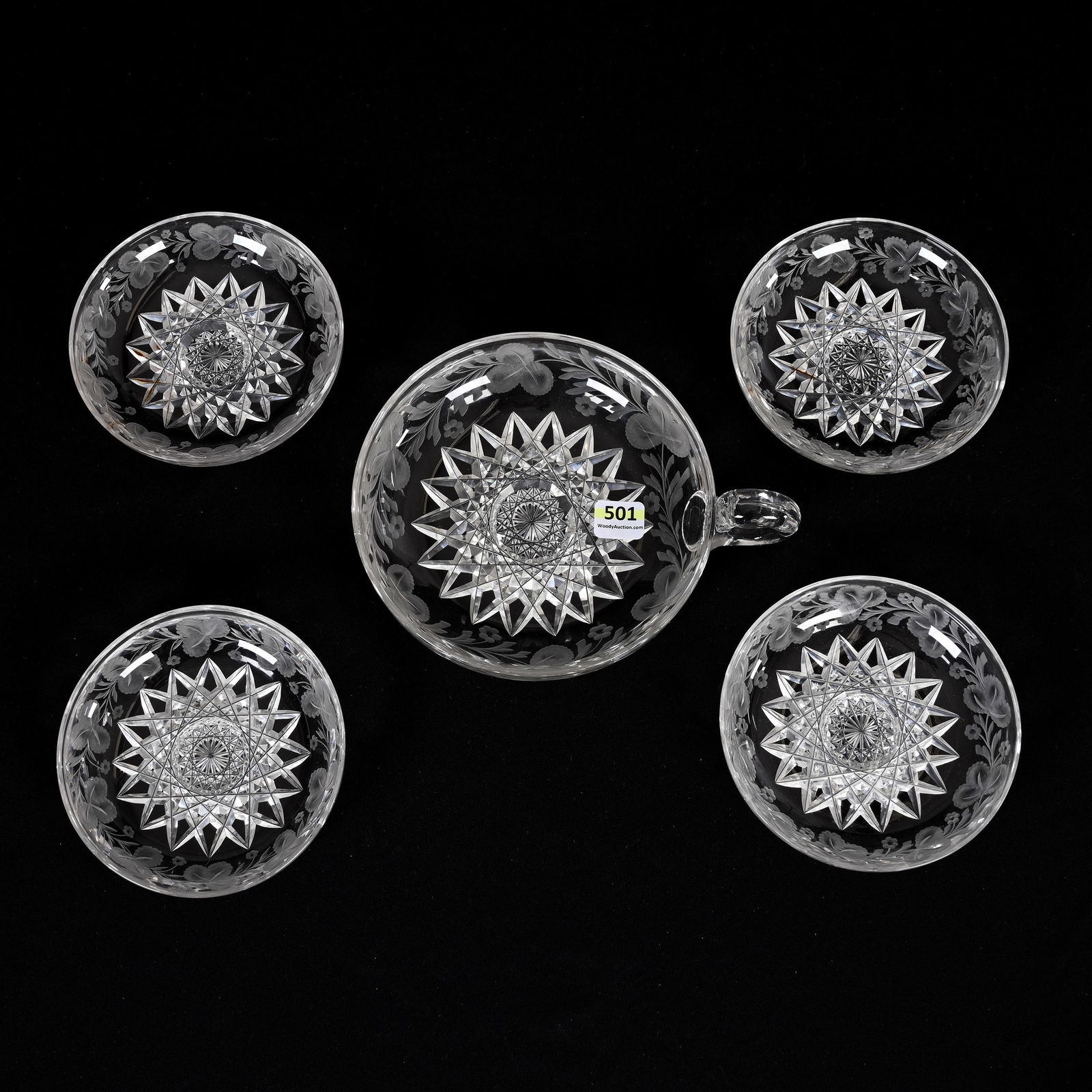 Handled Nappy & (4) Matching Berry Dishes, ABCG (1 of 4)