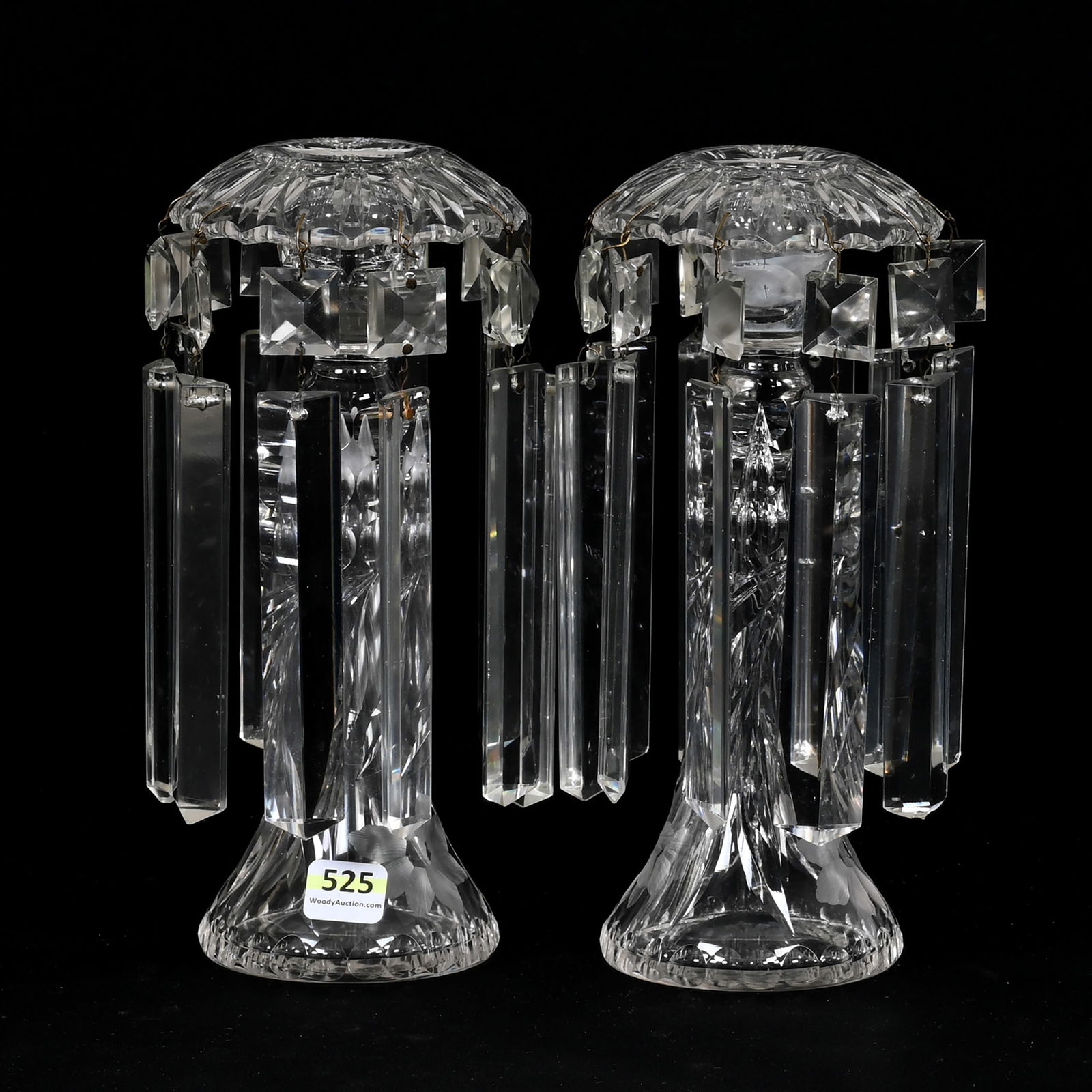 Pair Candle Lusters, American Brilliant Cut Glass (1 of 4)