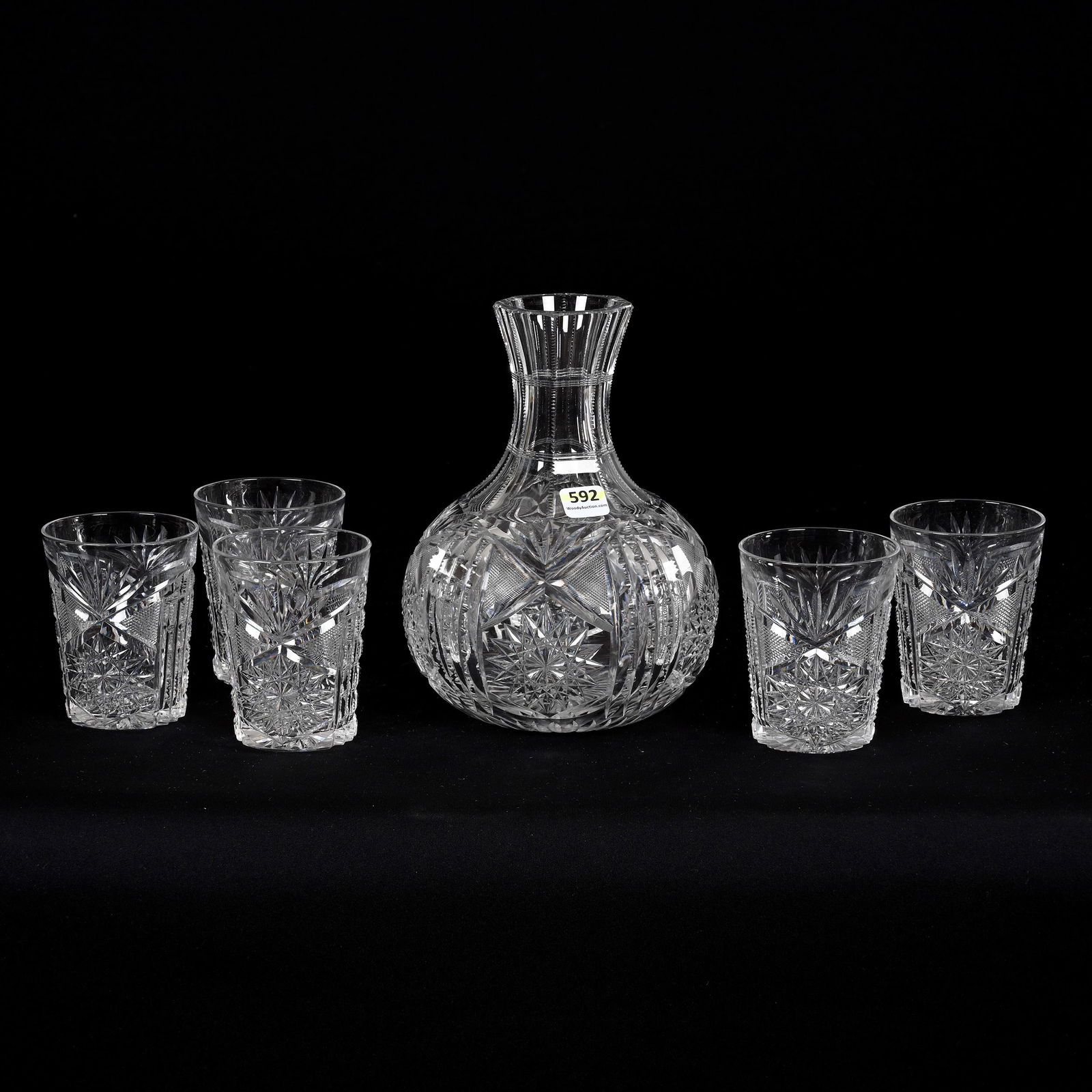 Water Carafe Set, ABCG, Signed Libbey New Brilliant (1 of 3)