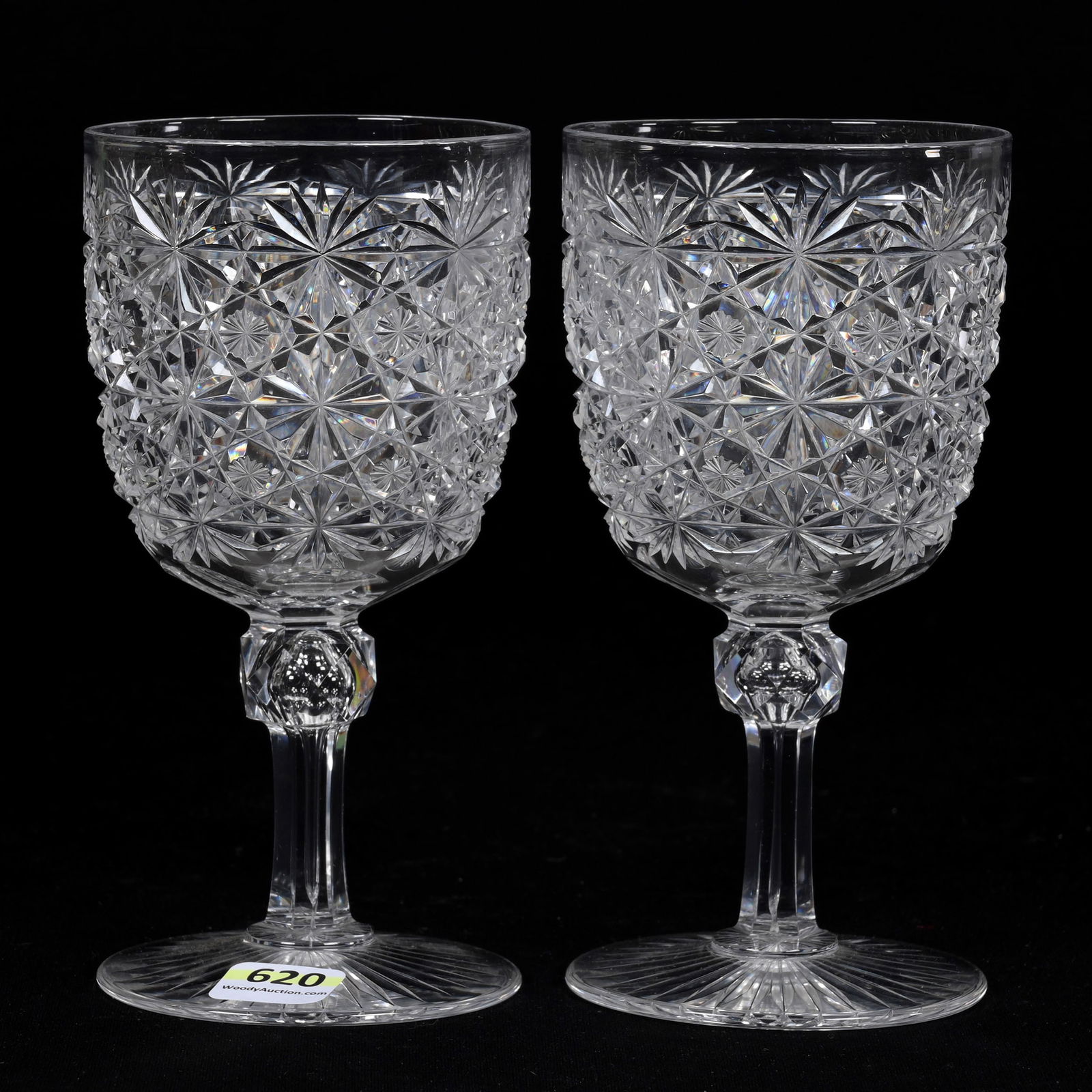 Pair Goblets, ABCG, Russian Pattern, Star Cut Buttons (1 of 3)