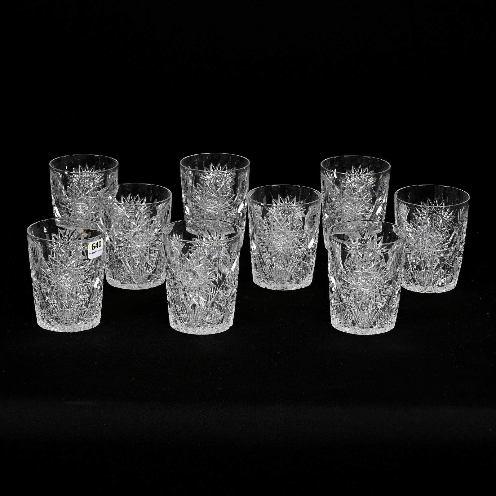 (9) Tumblers, ABCG, Signed Hawkes Chrysanthemum (1 of 3)