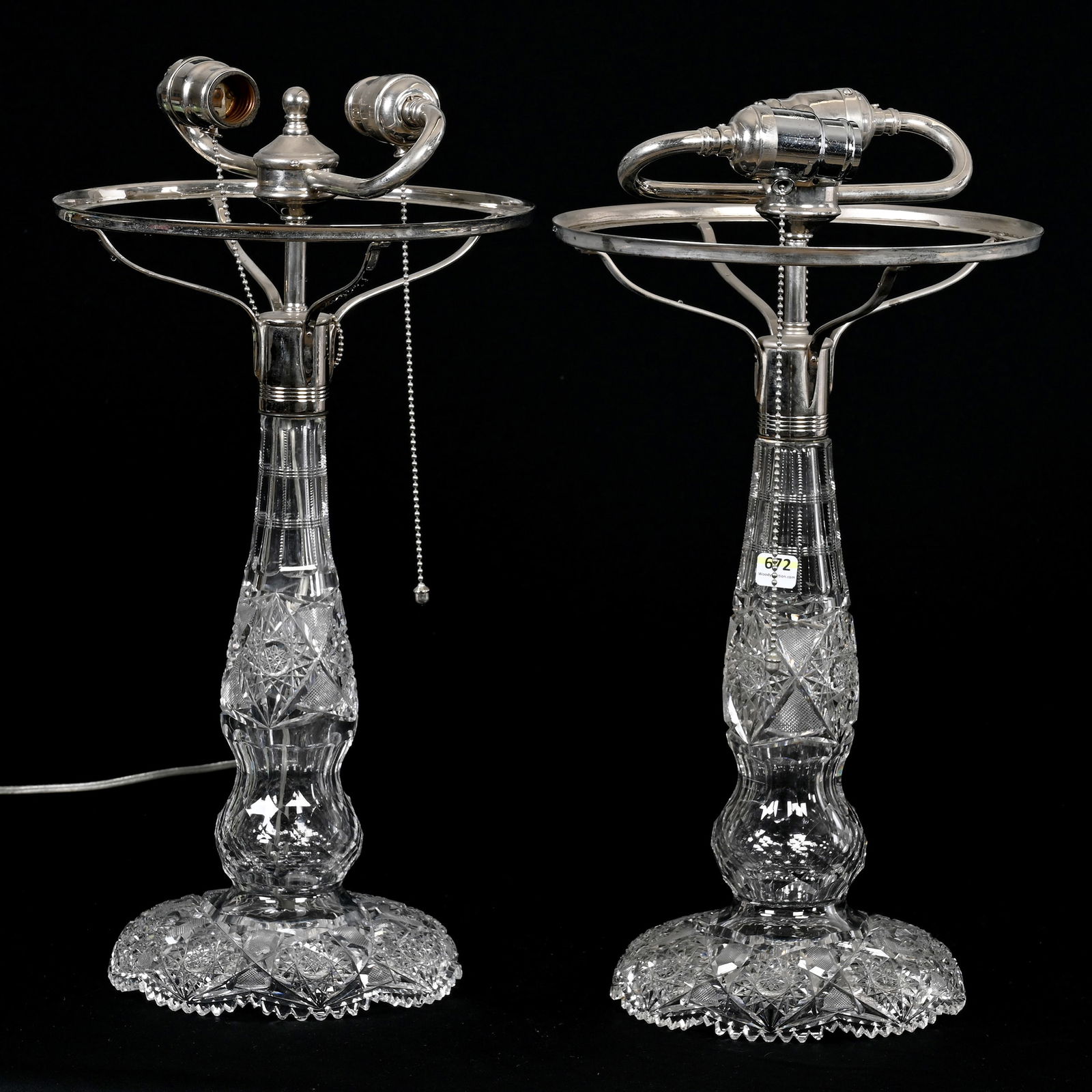 Pair Lamp Bases With Metal Fittings, ABCG (1 of 3)