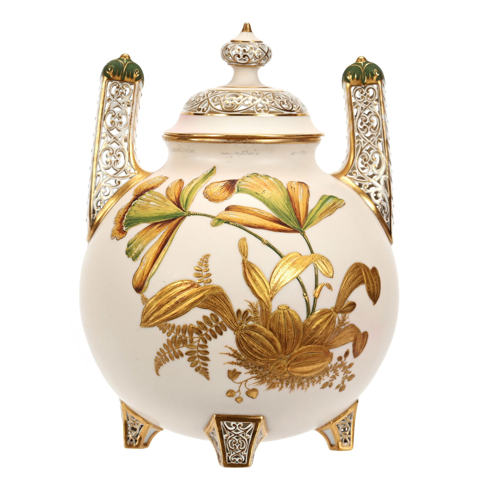 Footed Urn, American Belleek, Ott & Brewer Mark (1 of 4)