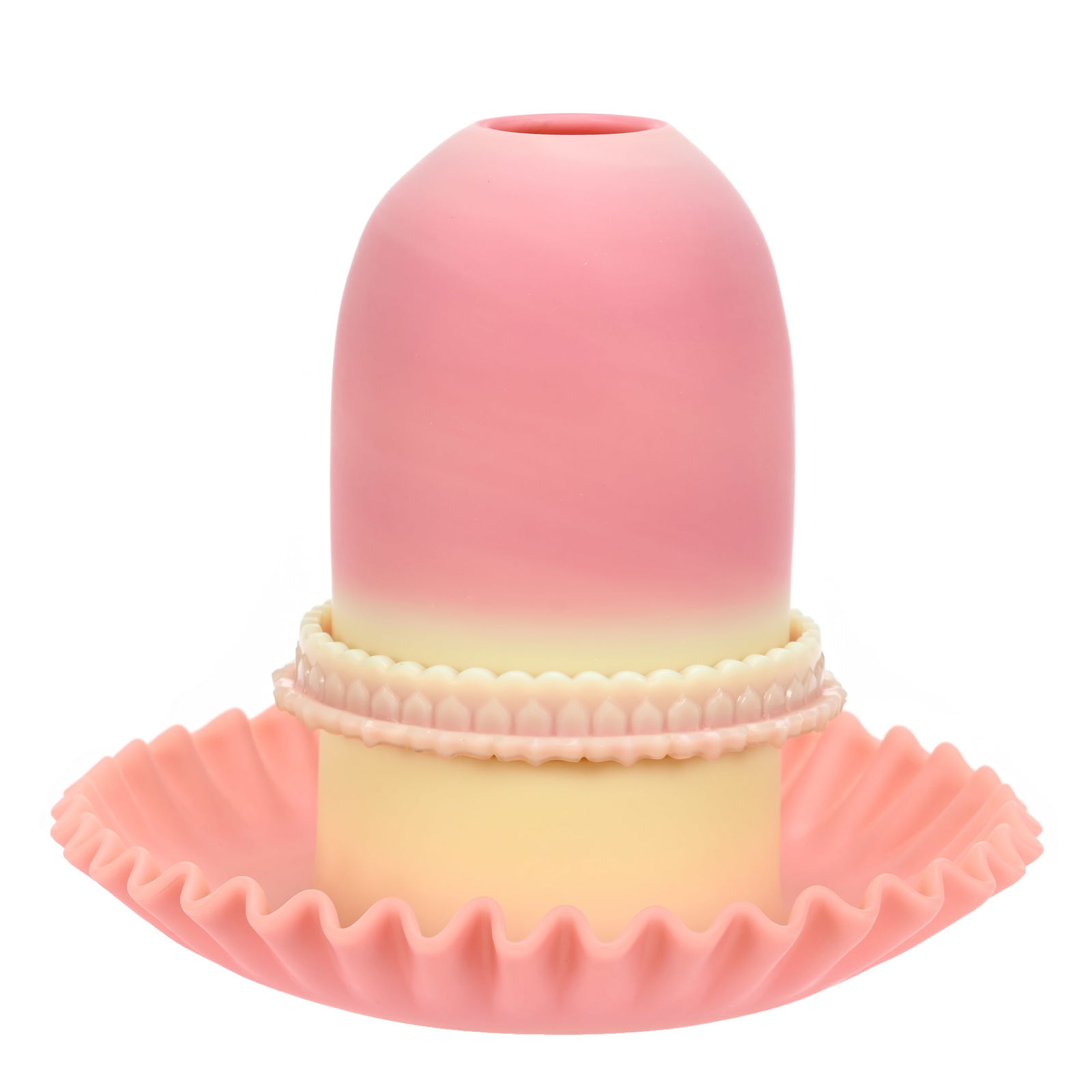 Fairy Lamp Signed Thomas Webb Queens Burmese: Fairy Lamp Signed Thomas Webb Queens Burmese, 6" x 7", Clark Insert Is Also Burmese Art Glass, Beautiful Lamp, Janice Gill Collection, OH