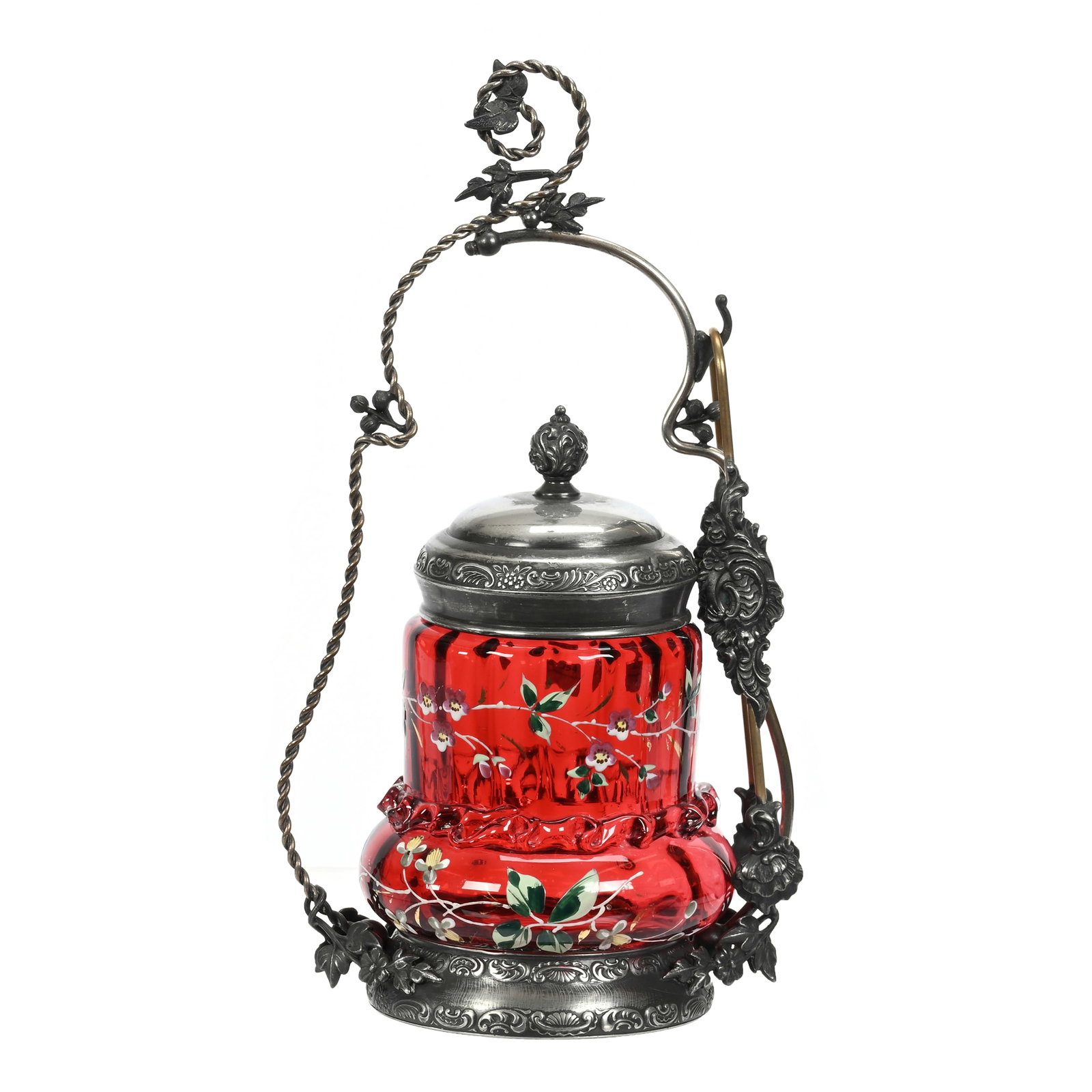 Victorian Pickle Castor, Cranberry Insert (1 of 4)