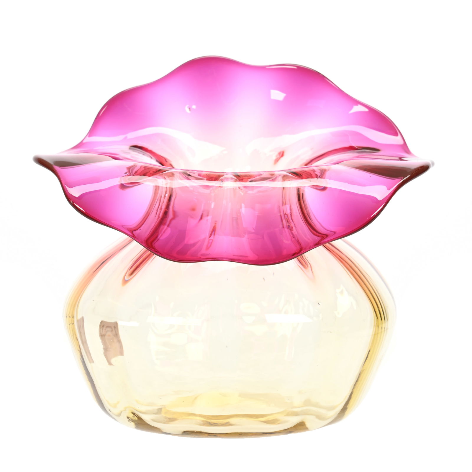 Jack In Pulpit Vase, Amberina Art Glass Signed Libbey (1 of 3)