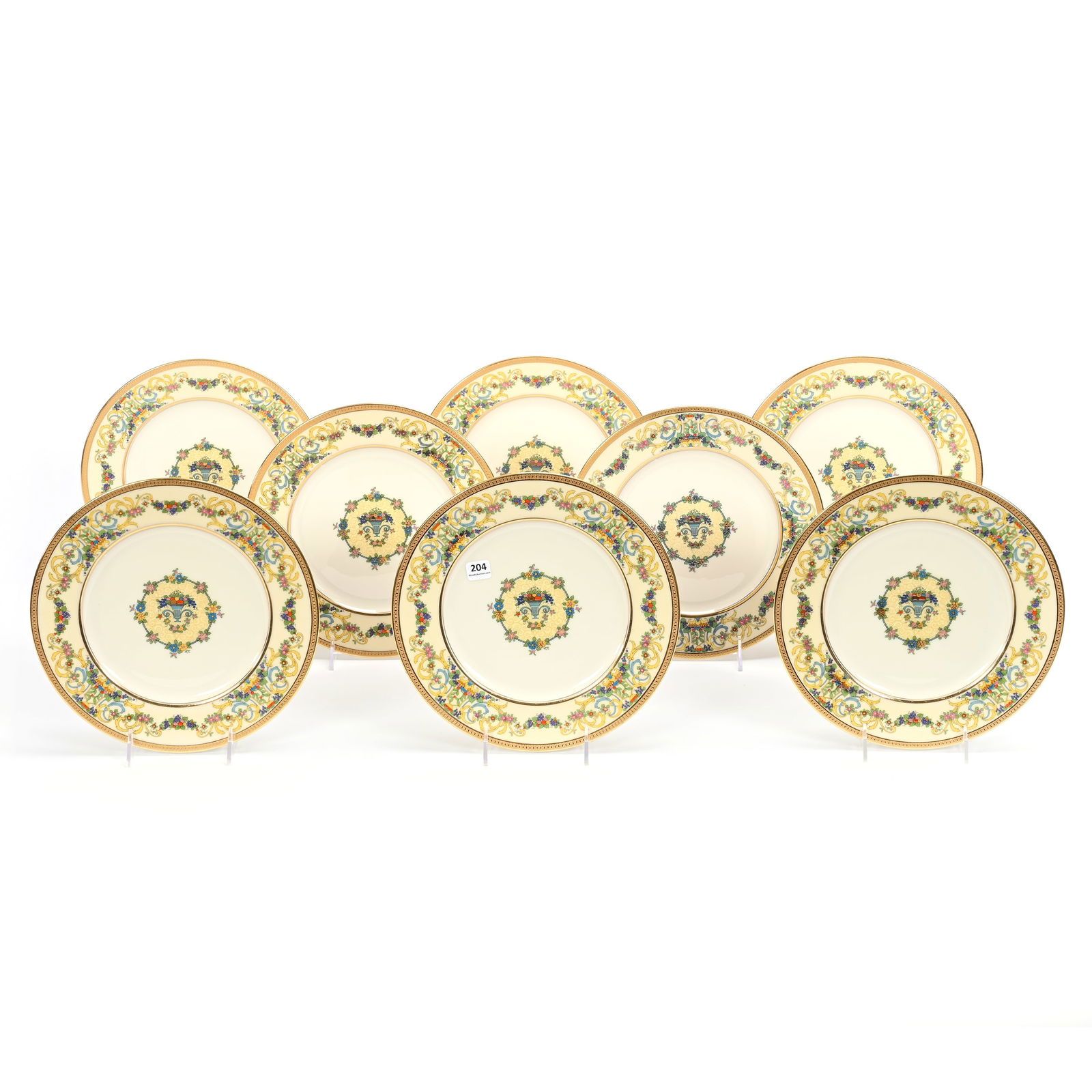 (8) Plates, Lenox Green Wreath Mark (1 of 3)