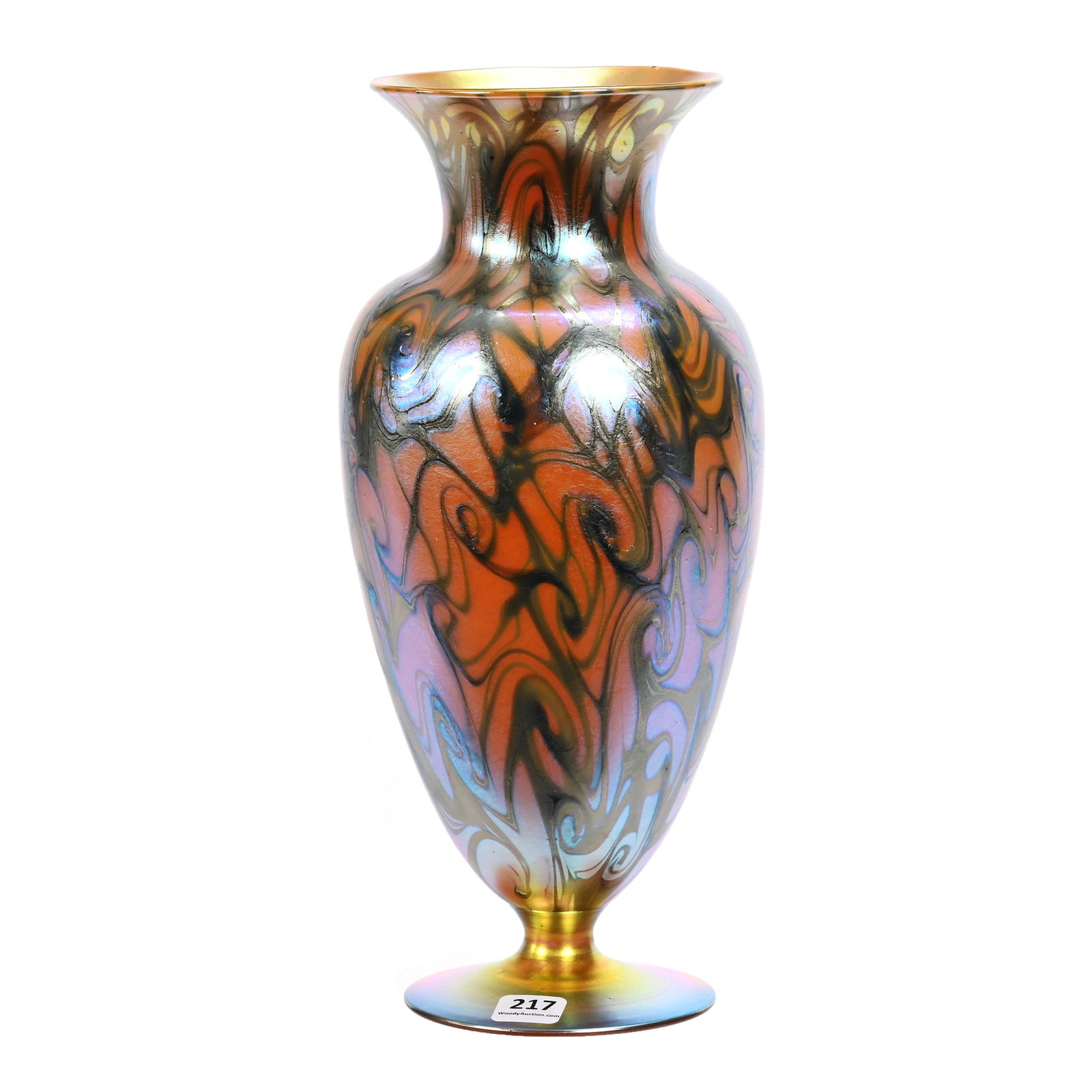 Pedestal Vase Signed Quezal Art Glass (1 of 3)