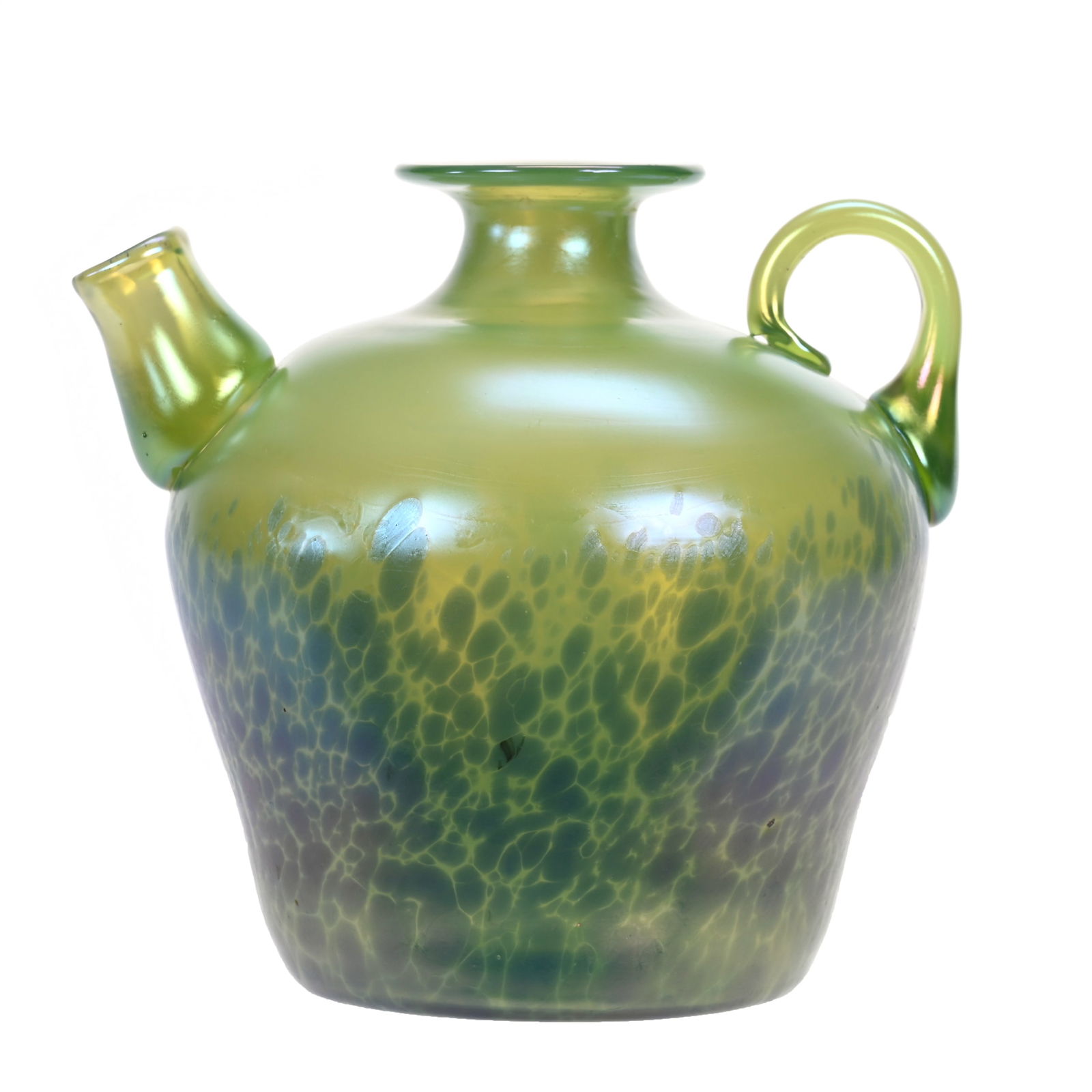 Handled Jug, Unmarked Loetz Orchis Pattern (1 of 3)