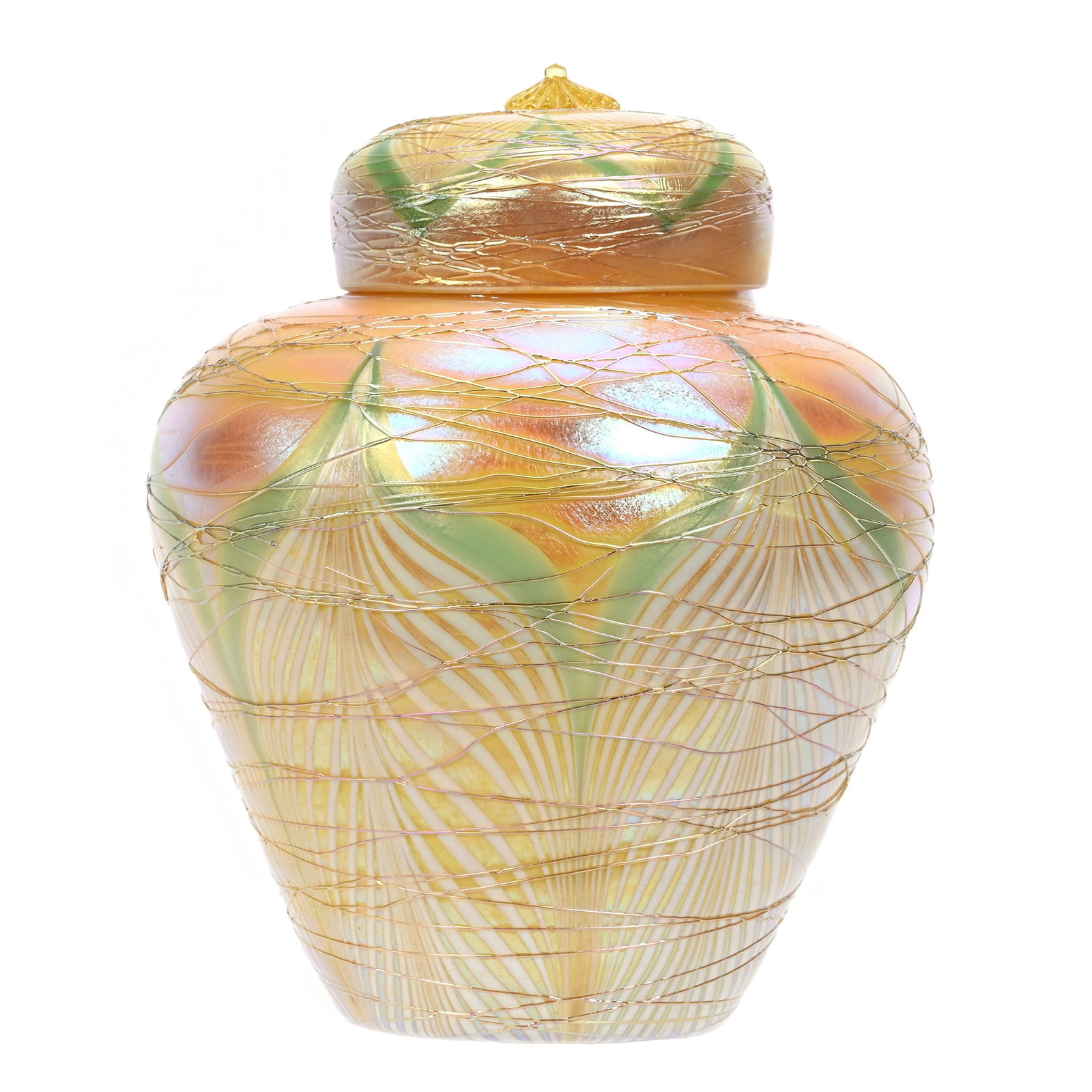 Covered Jar Signed Durand #1964-6 Art Glass (1 of 4)