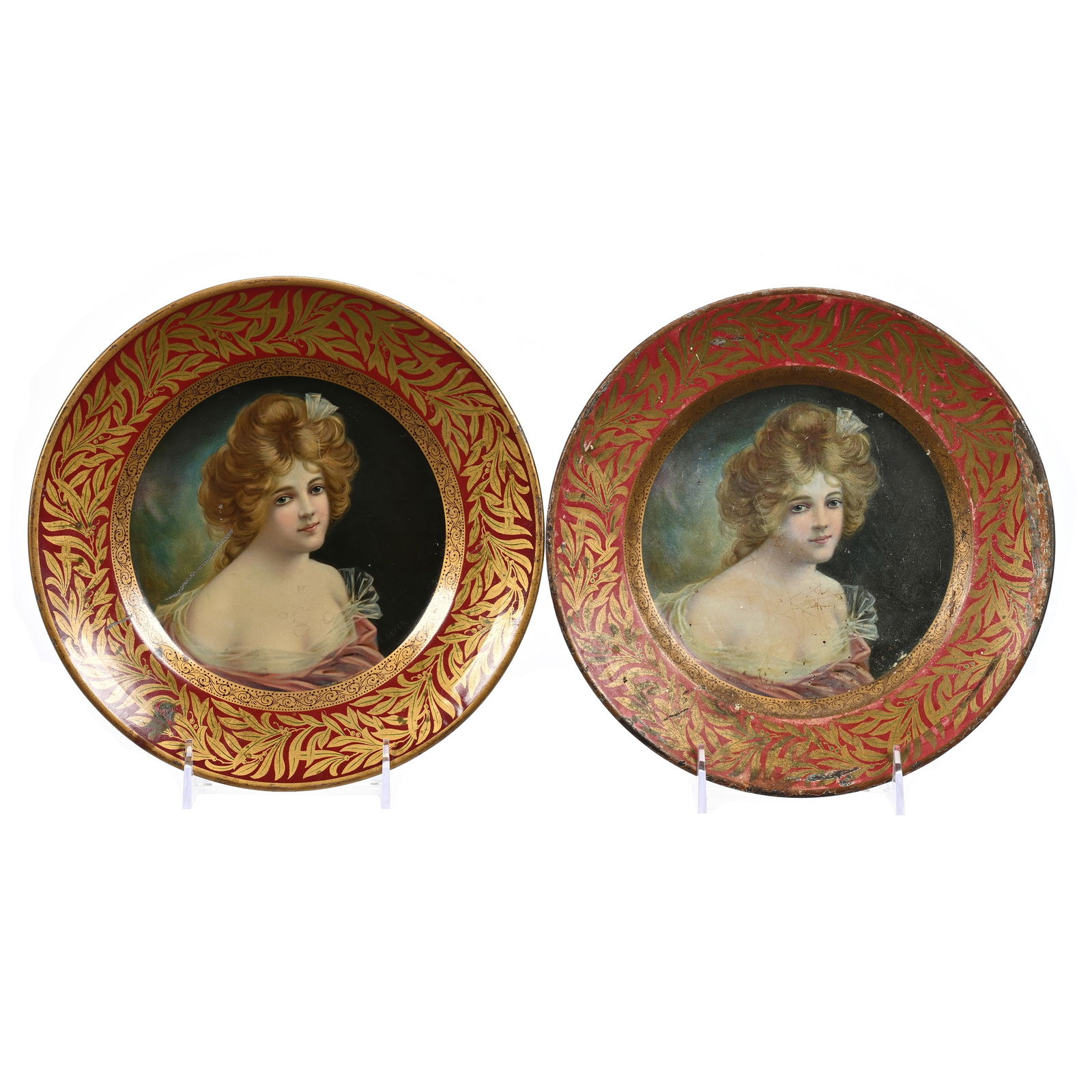 (2) Tin Advertising Plates, Dresden Art (1 of 5)