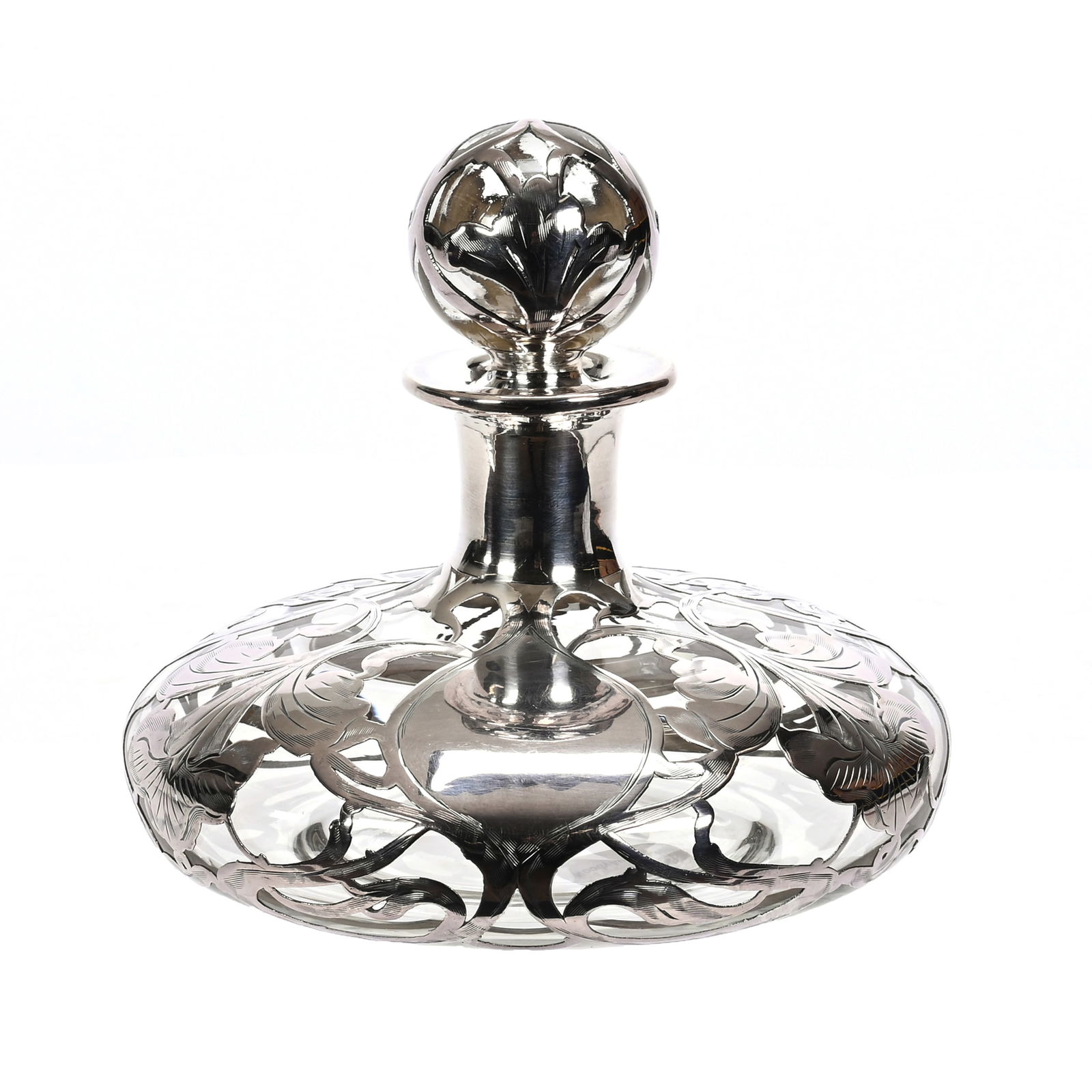 Cologne Bottle, Clear Crystal With Sterling Overlay (1 of 3)