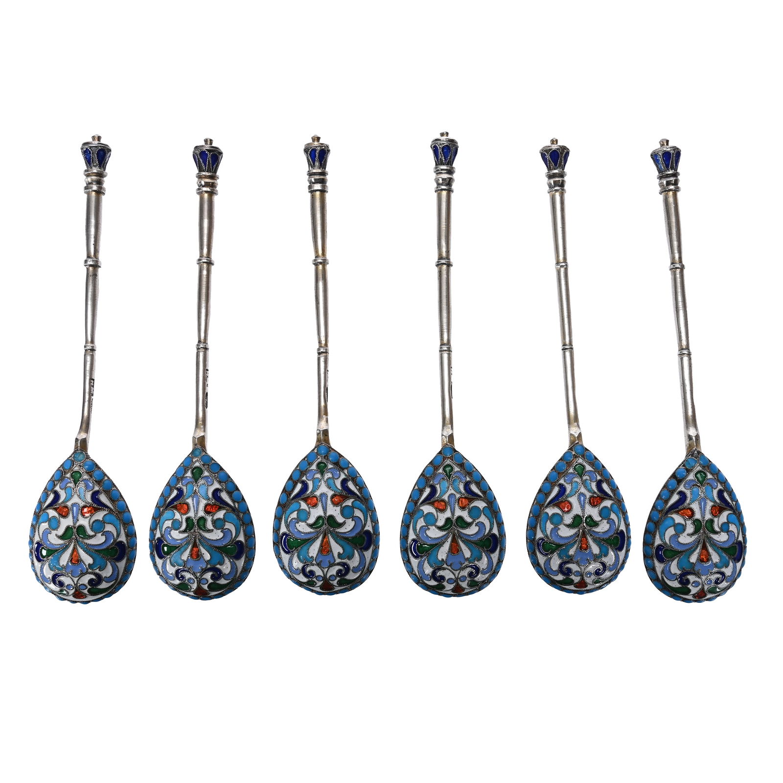 (6) Teaspoons, Russian Enamel (1 of 3)