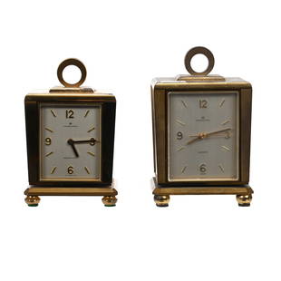 (2) Hamilton Weather Stations With Clock: (2) Hamilton Weather Stations With Clock, 5.5" x 3.5" approximately, Vintage Hamilton Swiss Weather Stations, Both Have Hydrometer, Thermometer, Barometer And Clock, One Clock Has Some Surface Color L