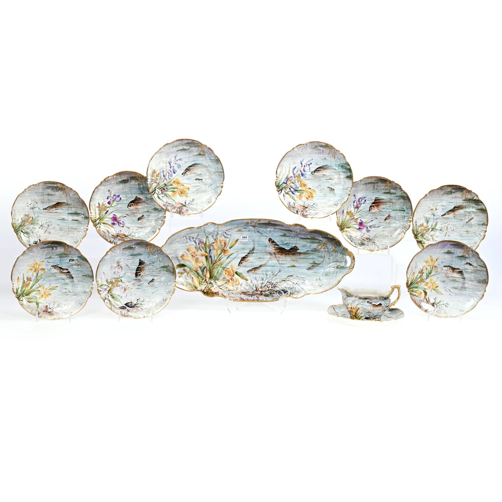 Fish Set Marked L.R. & L. Limoges (1 of 6)