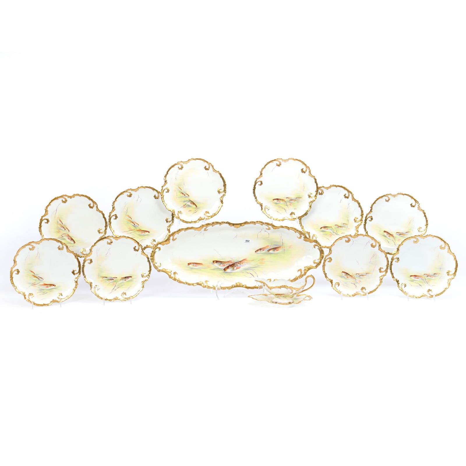 Fish Set Marked Coronet Limoges, Twelve Piece (1 of 7)