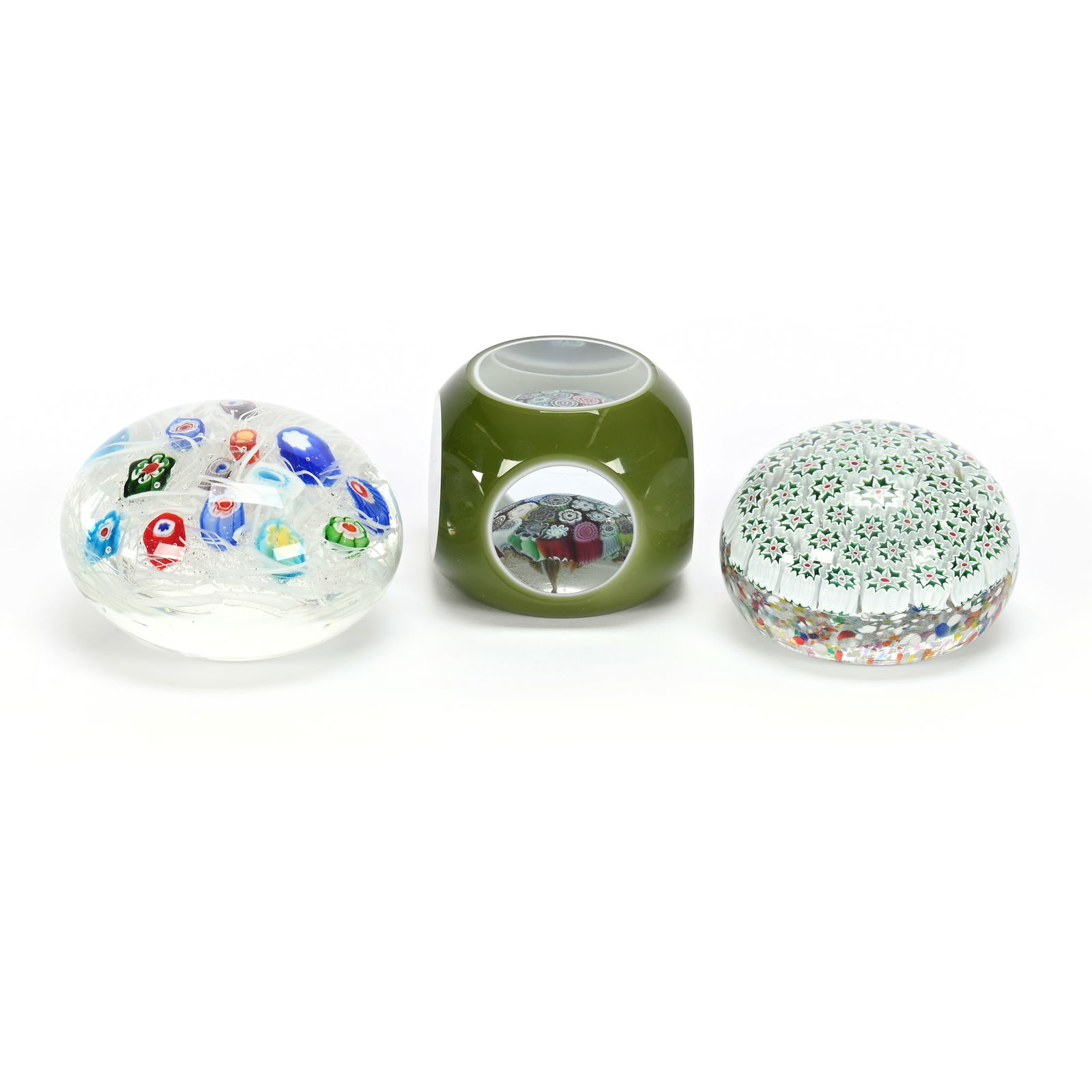 (3) Paperweights, Art Glass, Unmarked (1 of 3)