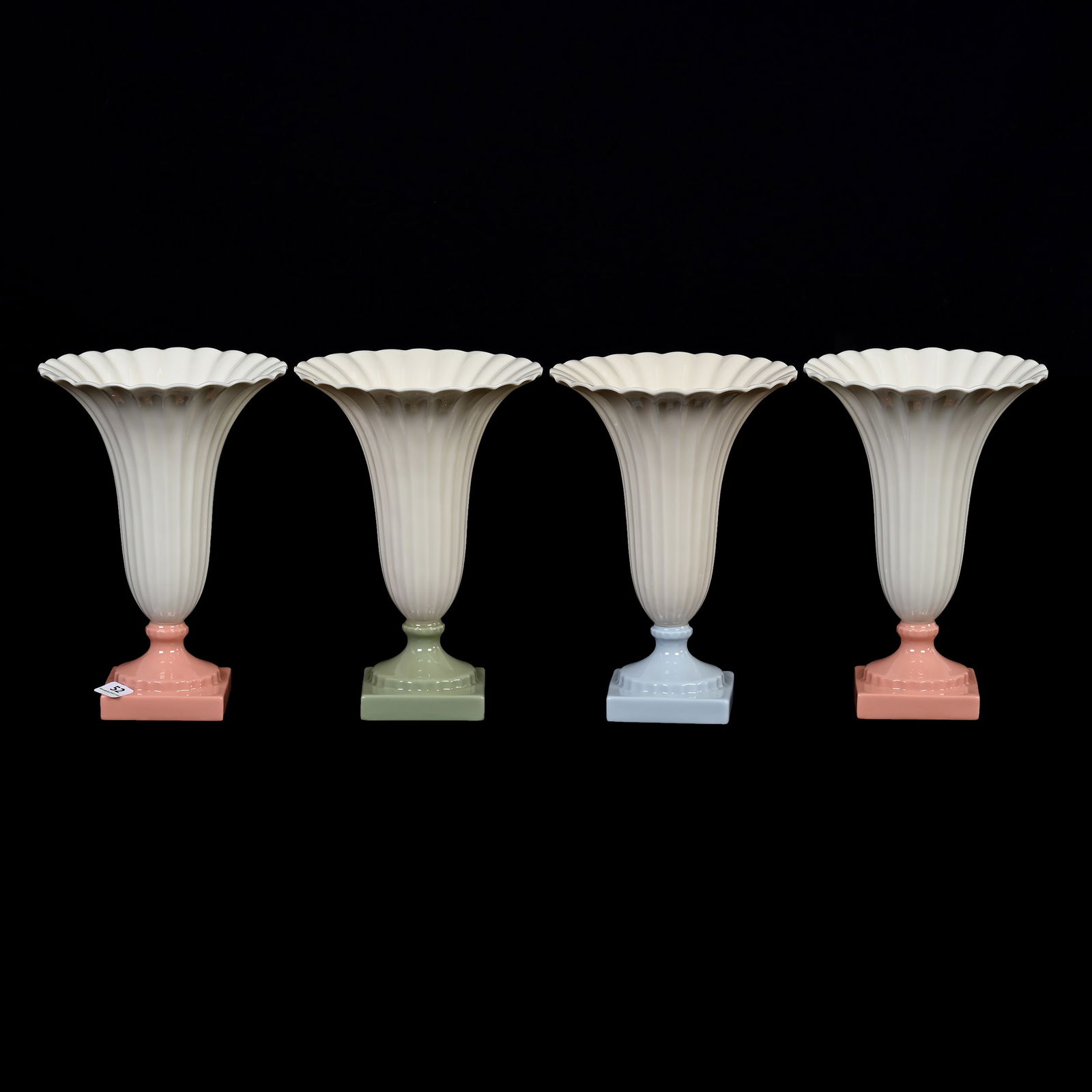 (4) Trumpet Vases, Lenox Green Wreath/USA Mark (1 of 3)