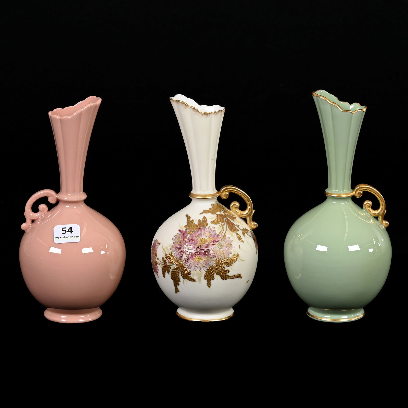 (3) Handled Ewers, Lenox Green Wreath Mark (1 of 3)