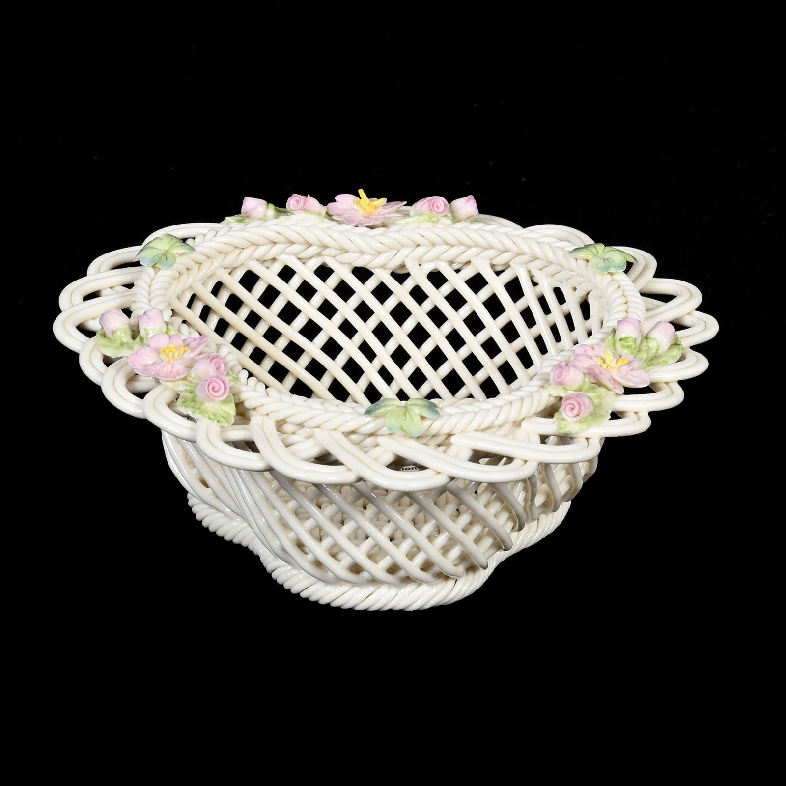 Basket, Irish Belleek, Two Strand, Blue Stamp Mark (1 of 3)