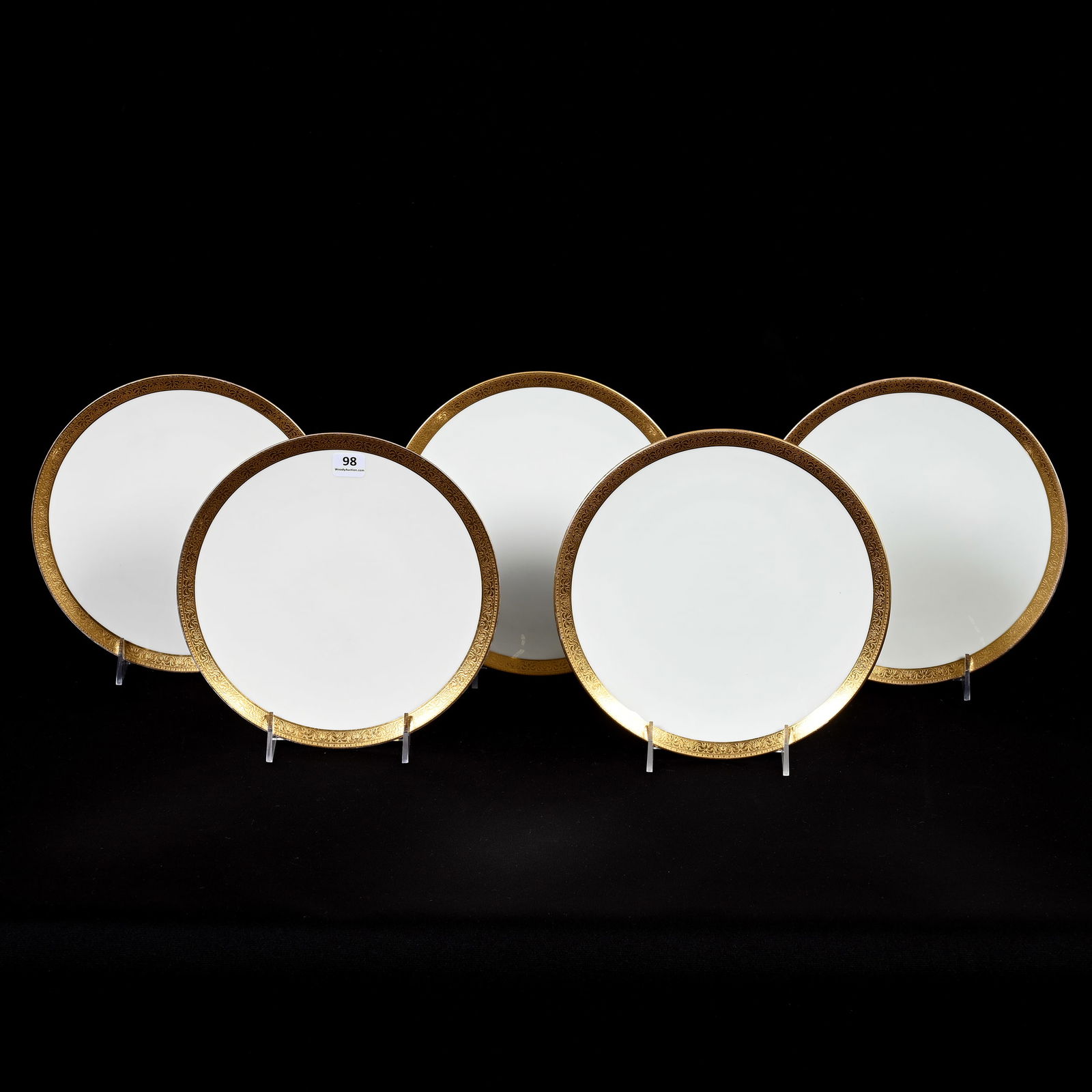 (5) Luncheon Plates, Lenox Green Wreath Mark (1 of 3)