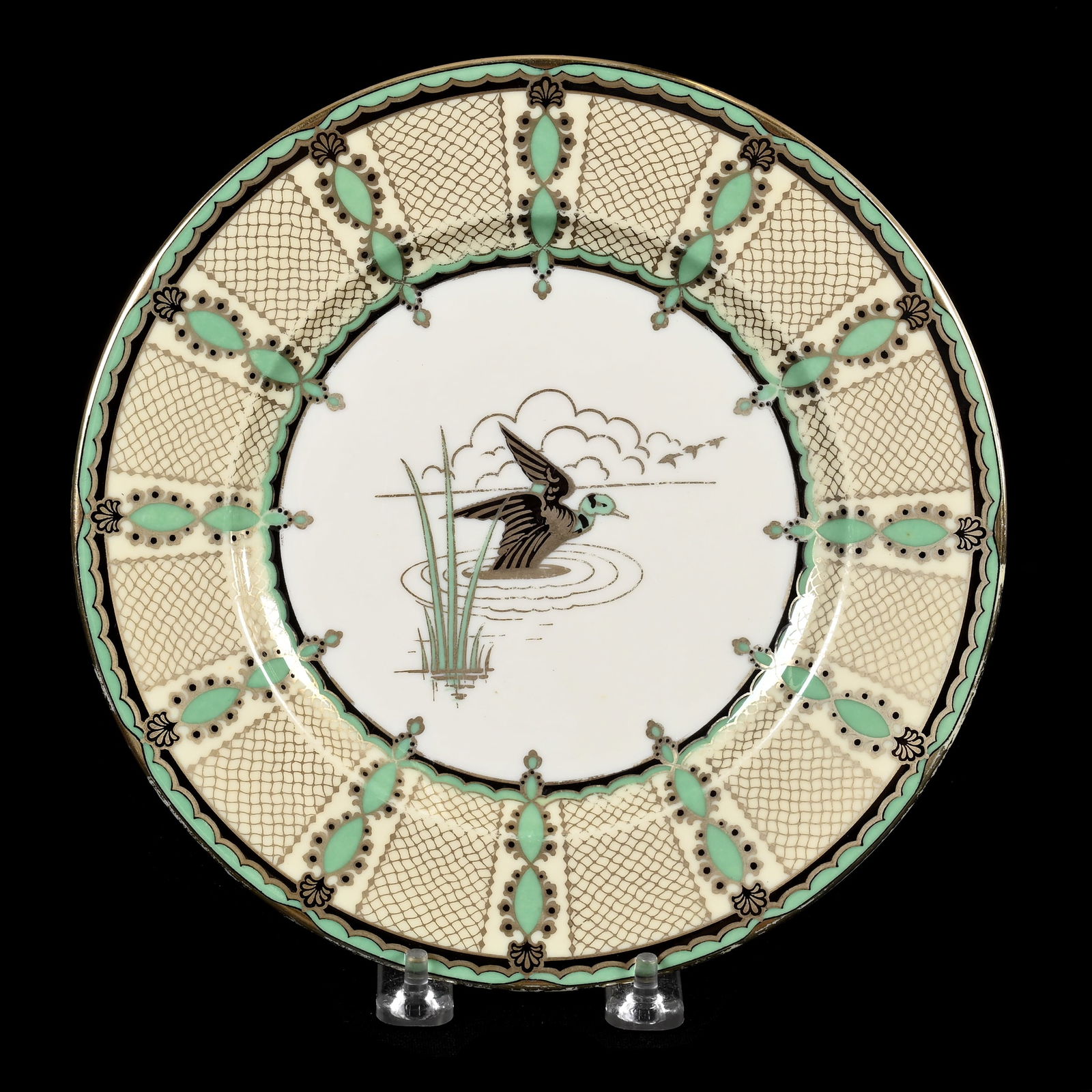 (3) Luncheon Plates, Lenox Green Wreath Mark (1 of 2)
