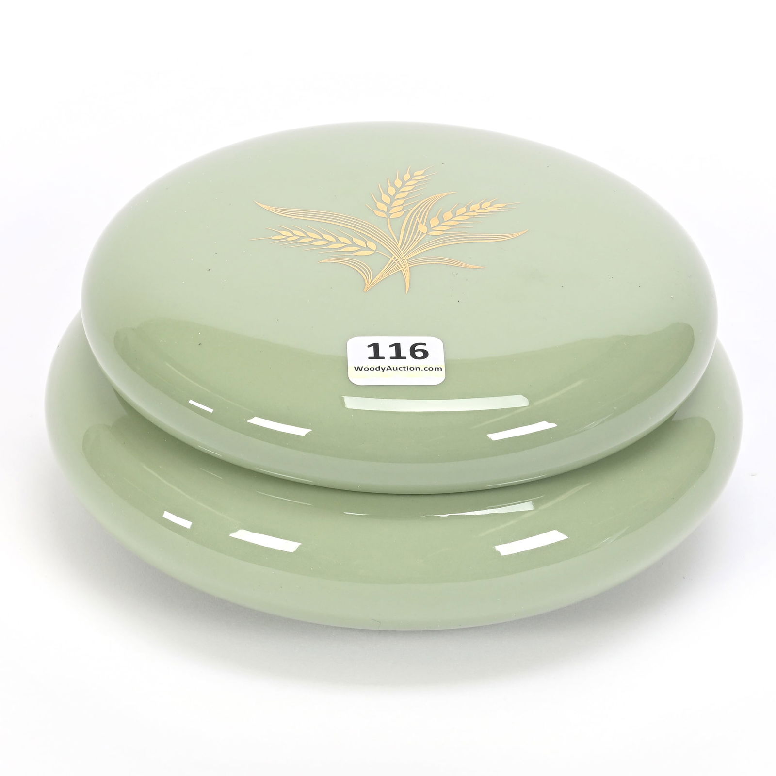 Round Covered Box, Lenox Green Wreath Mark (1 of 3)