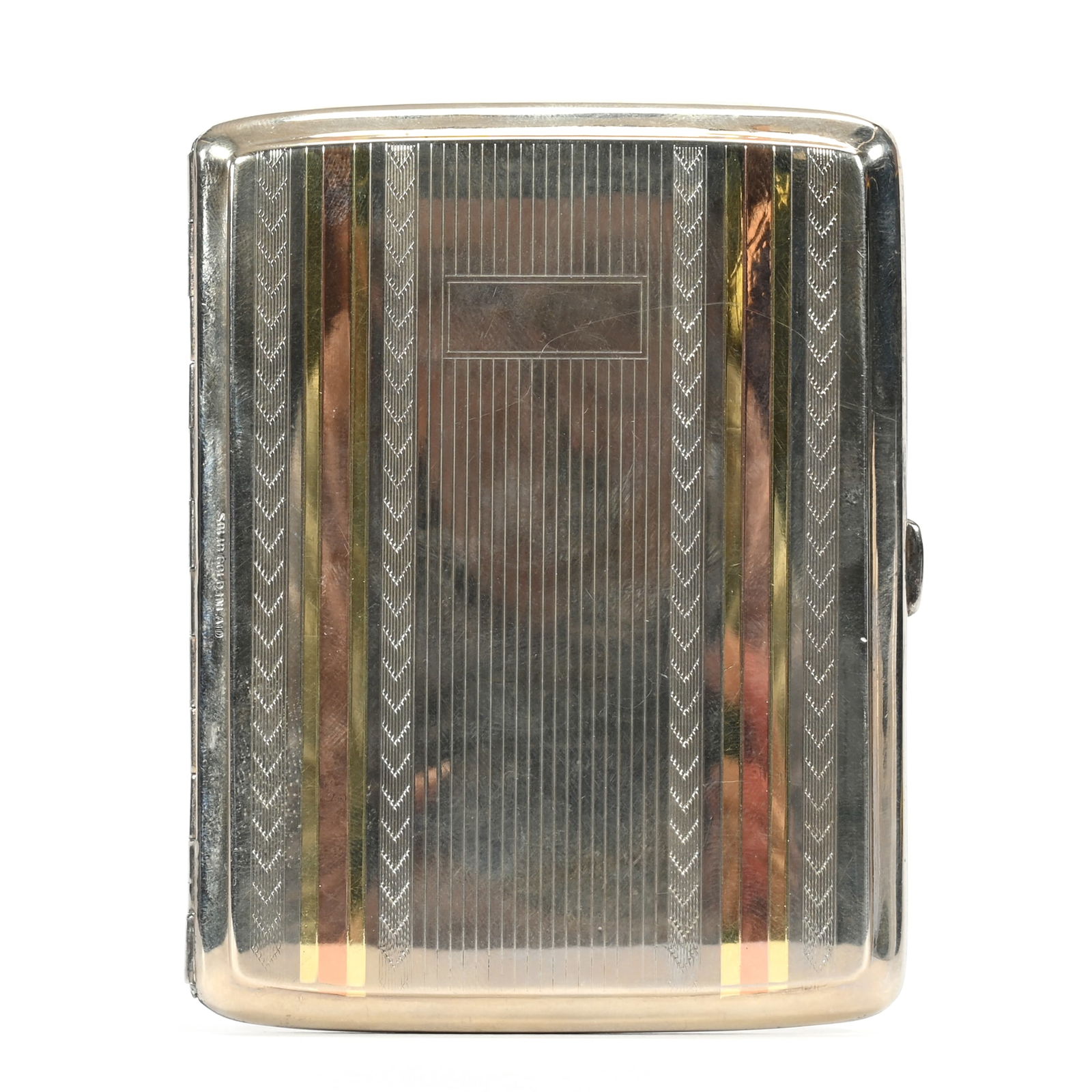 Cigarette Case, Silver With Solid Gold Inlay (1 of 4)