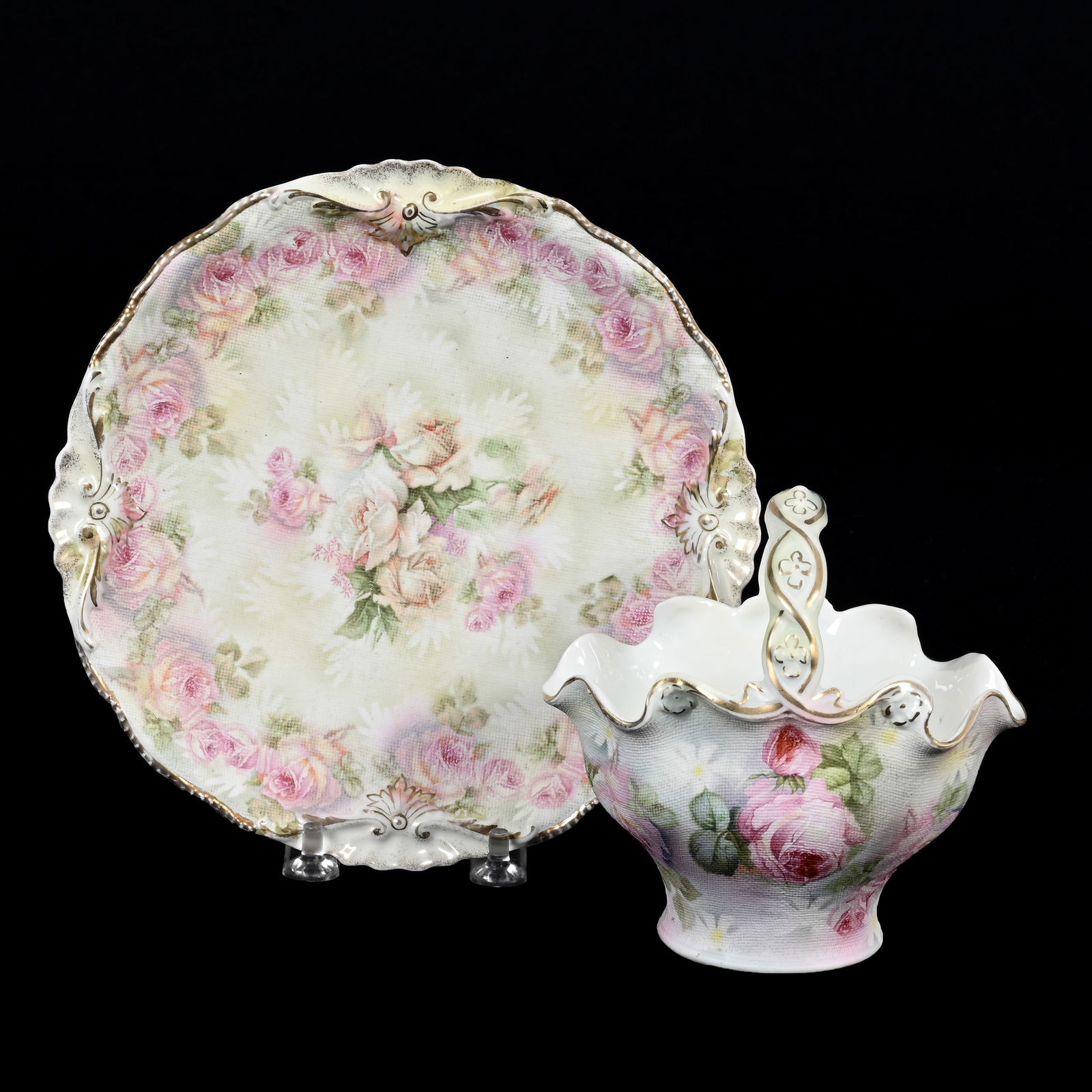 (2) Rose Tapestry Items, Royal Bayreuth Blue Mark (1 of 3)