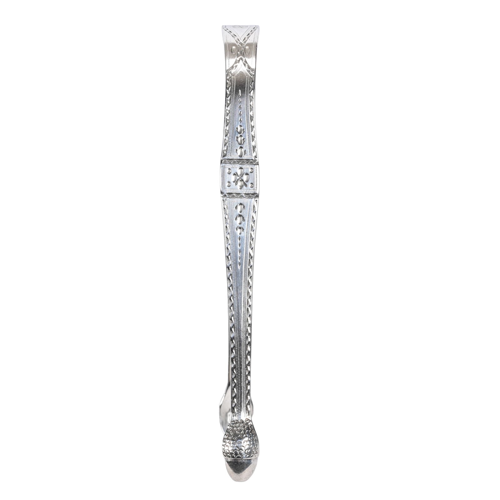 Tongs, Engraved Sterling Silver: Tongs, Engraved Sterling Silver, 5.25" x 2", Marked Hester Bateman, Made In London Circa 1780, Janice Gill Collection