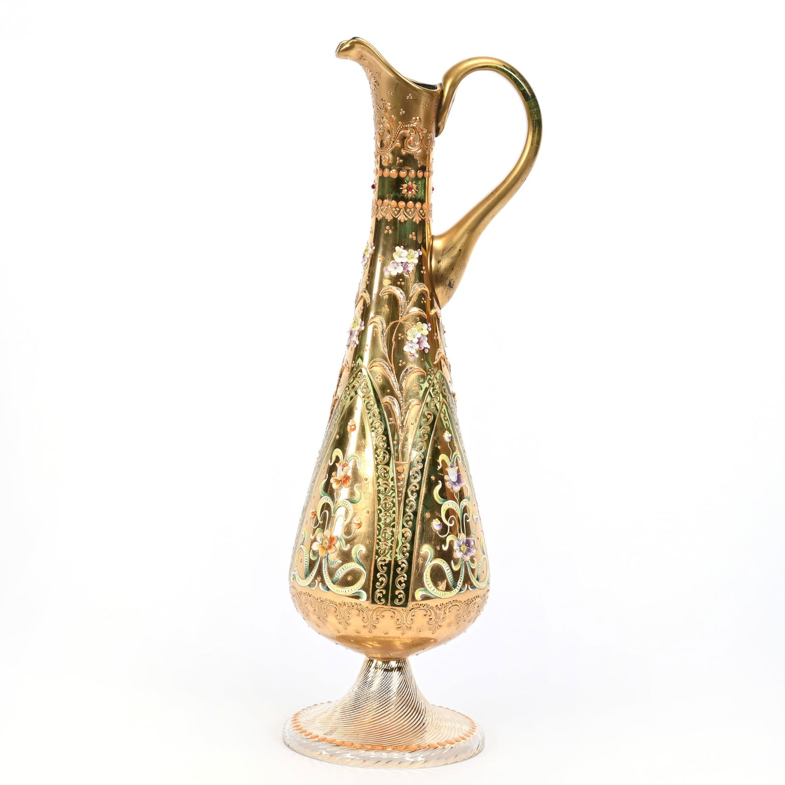 Pedestal Decanter, Green Bohemian Art Glass (1 of 3)