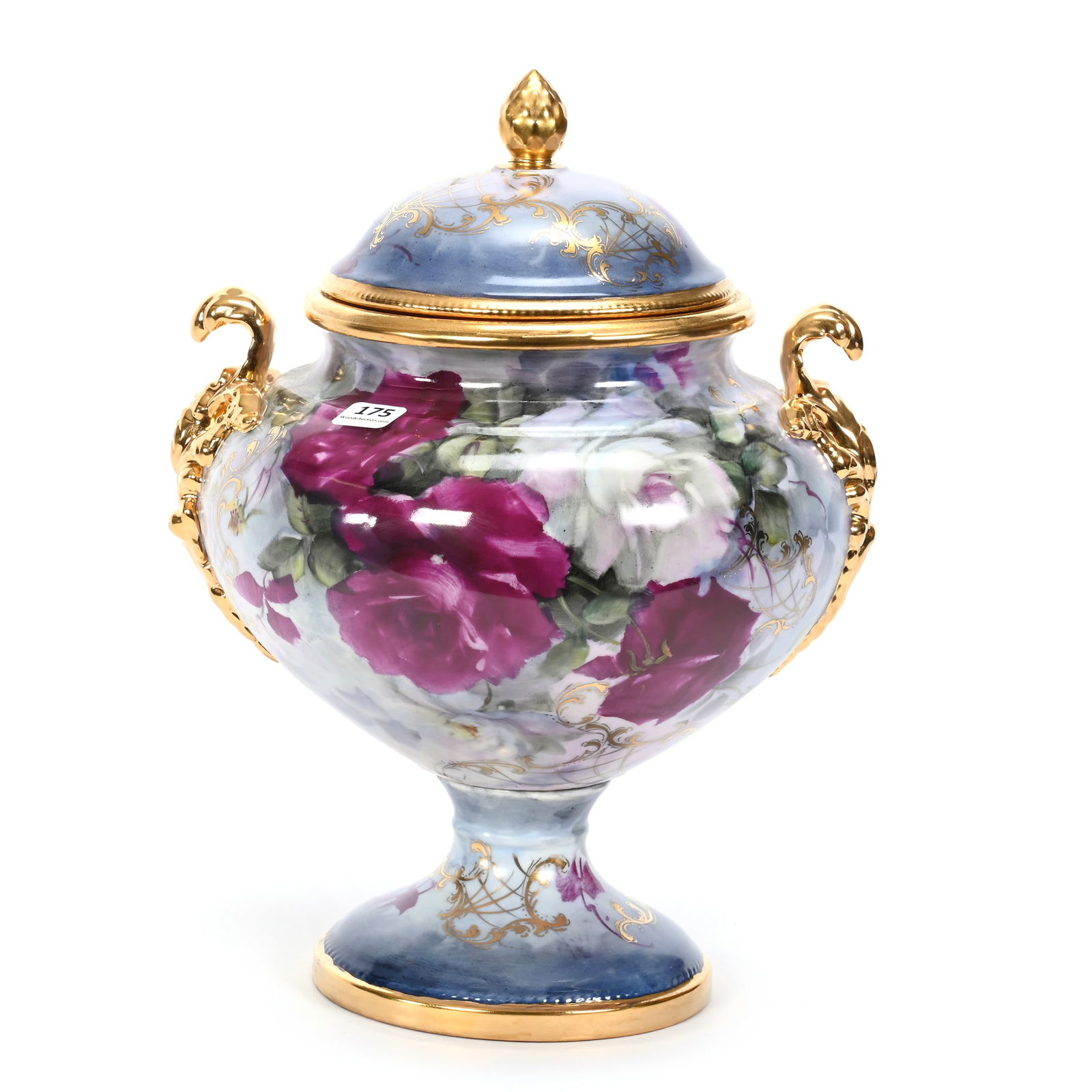 Pedestal Covered Urn, Unmarked Limoges Style (1 of 4)