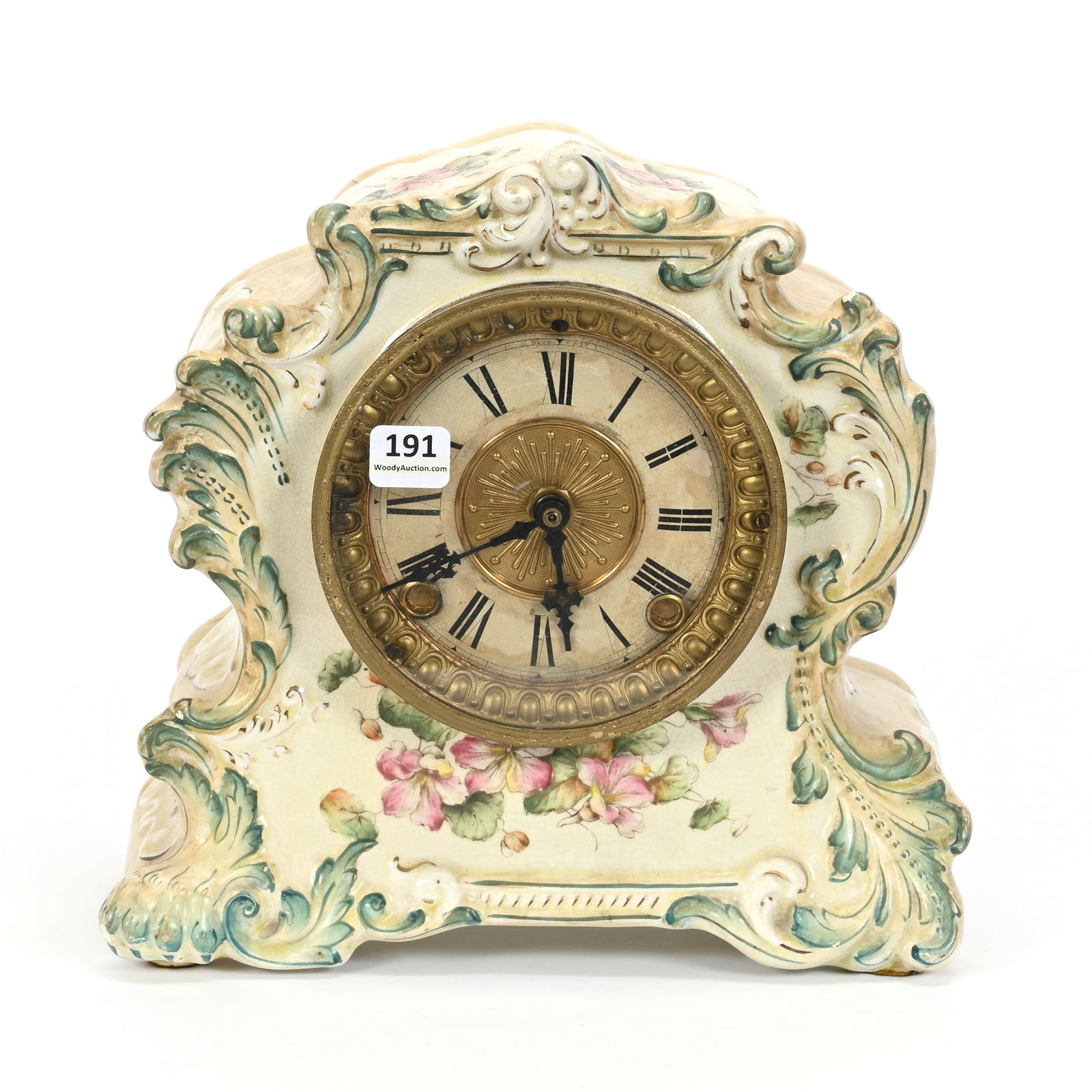 Mantel Clock, Royal Bonn Style China Case (1 of 5)