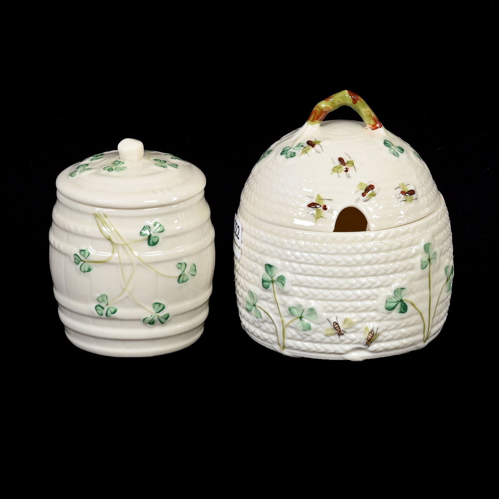 (2) Covered Jars, Clover Decor, Irish Belleek (1 of 3)