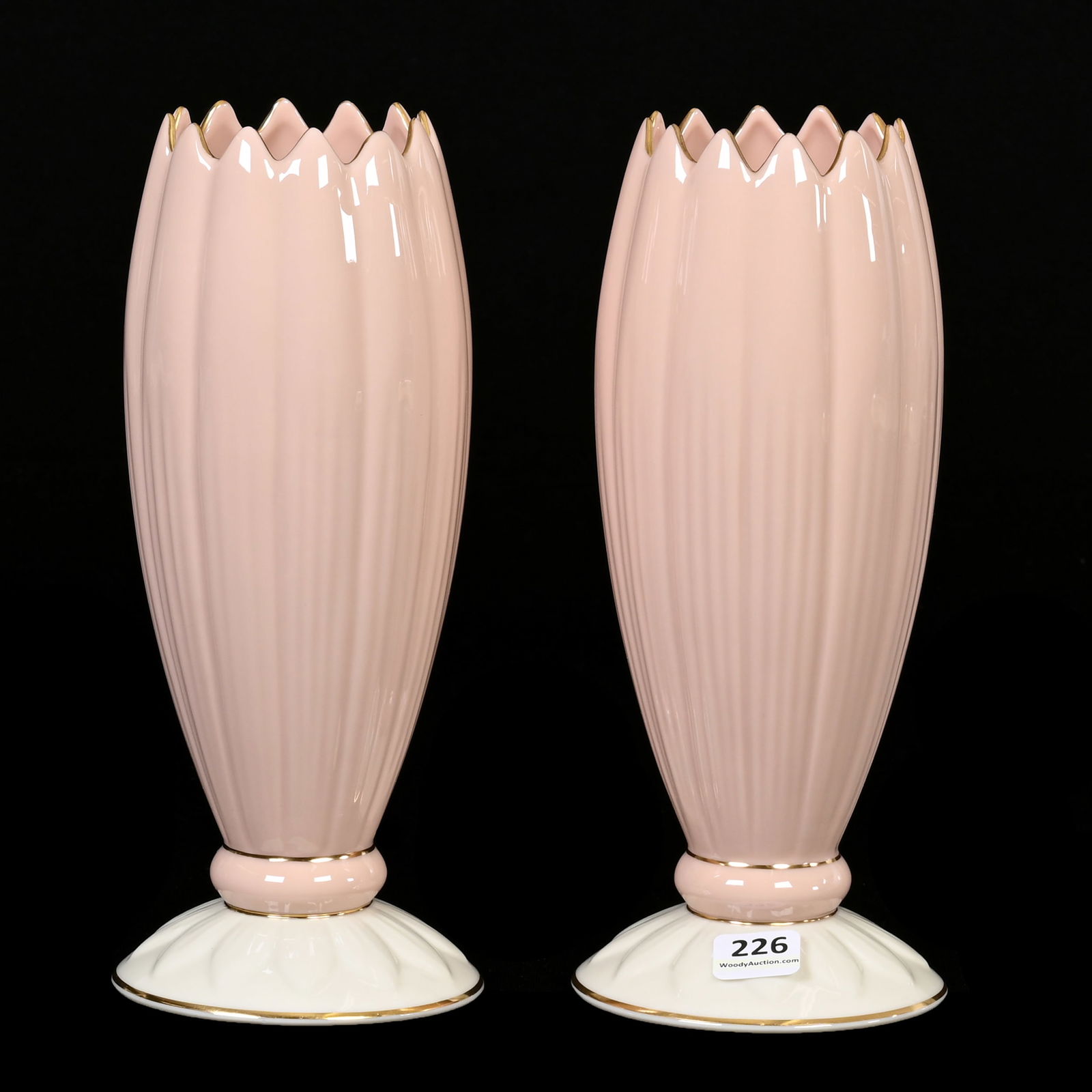 Pair Pedestal Vases, Lenox Gold Wreath Mark (1 of 3)
