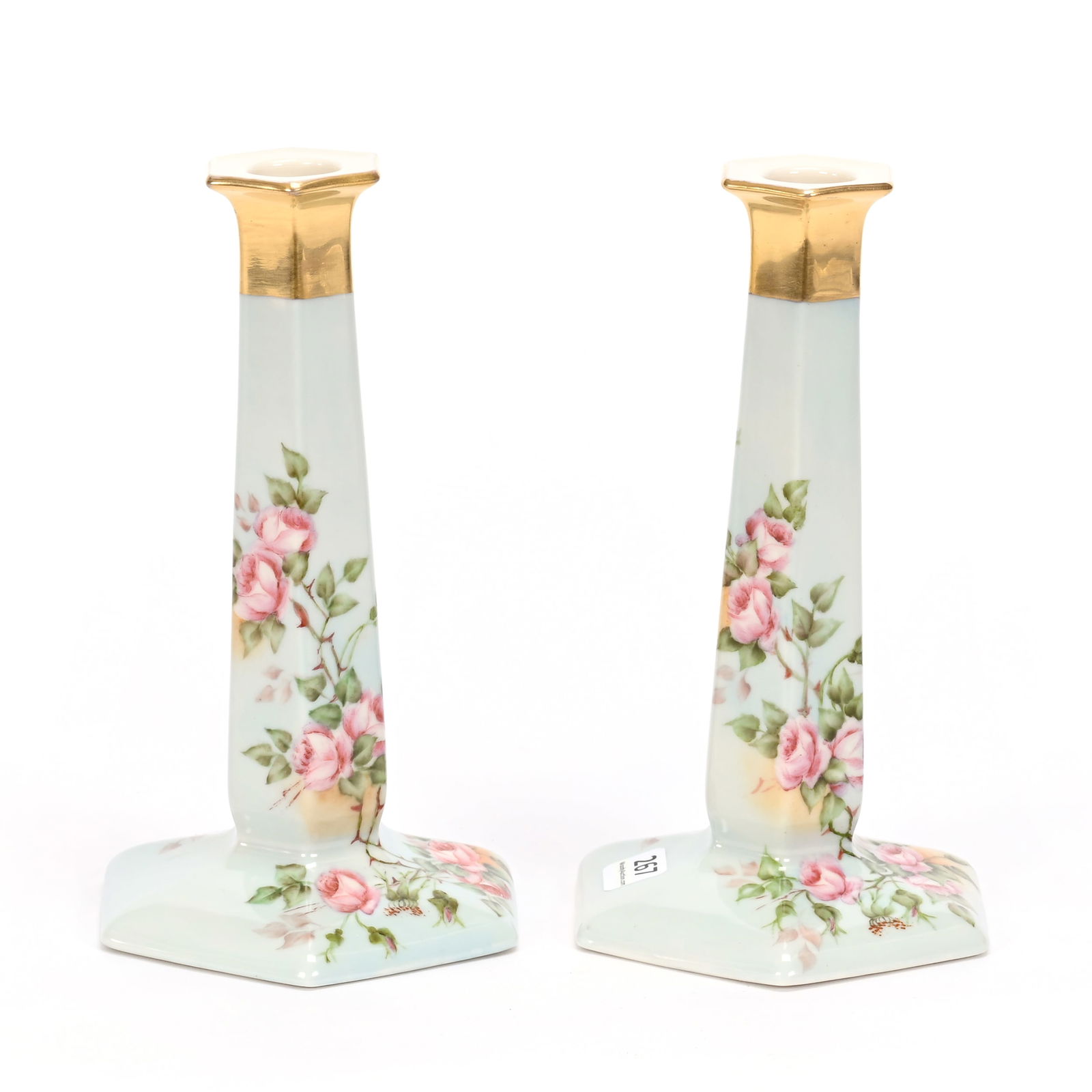 Pair Candlesticks, American Lenox Belleek Mark (1 of 3)