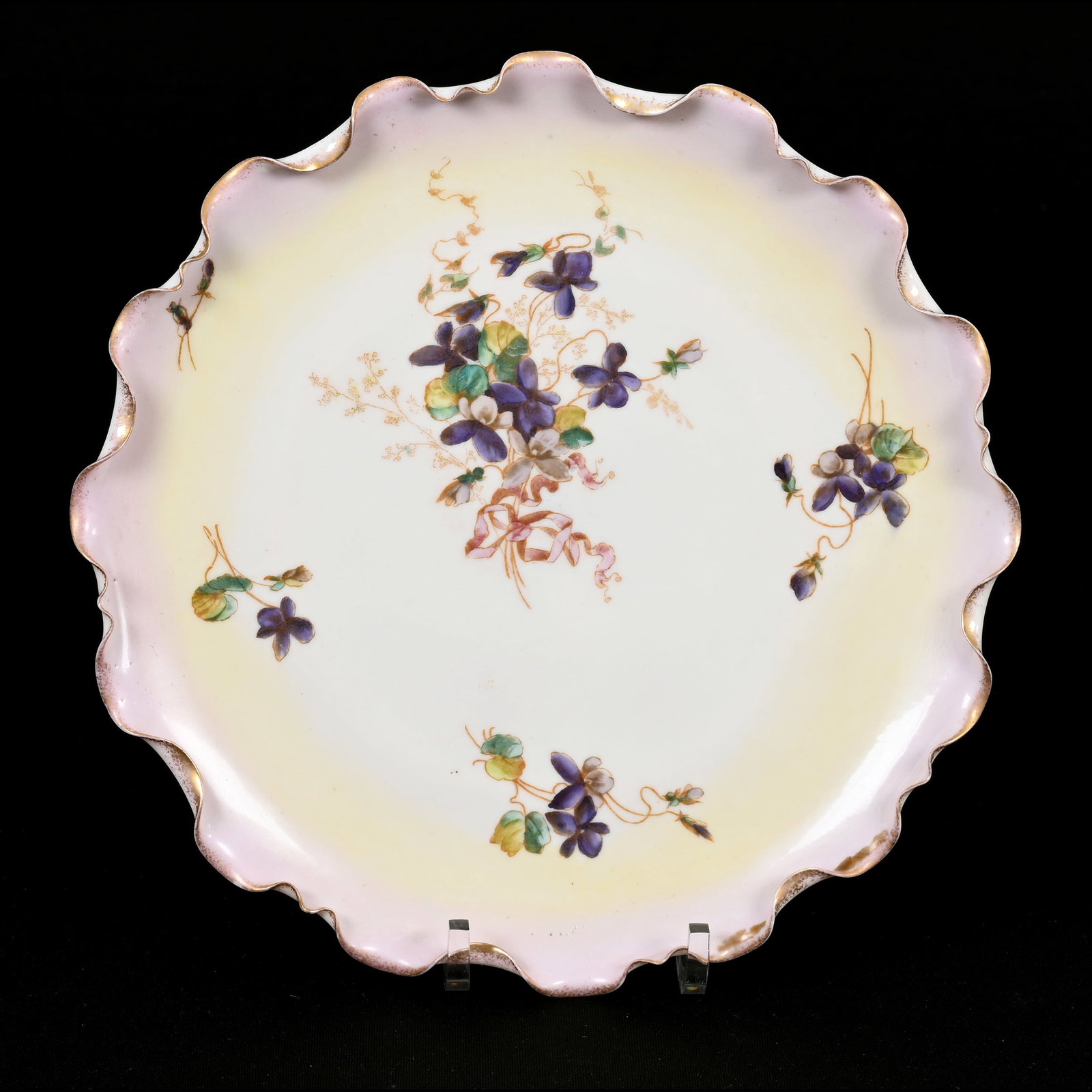 Plate, Rare Double Mark: Plate, Rare Double Mark, 9.25", Ott & Brewer And Also Marked American Art China Works, Likely AAC Bought Out Ott & Brewer Blank And Then Decorated, Janice Gill Collection