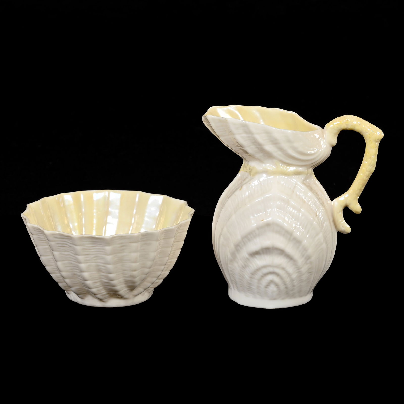 Creamer & Sugar Set, Irish Belleek 5th Green Mark (1 of 3)